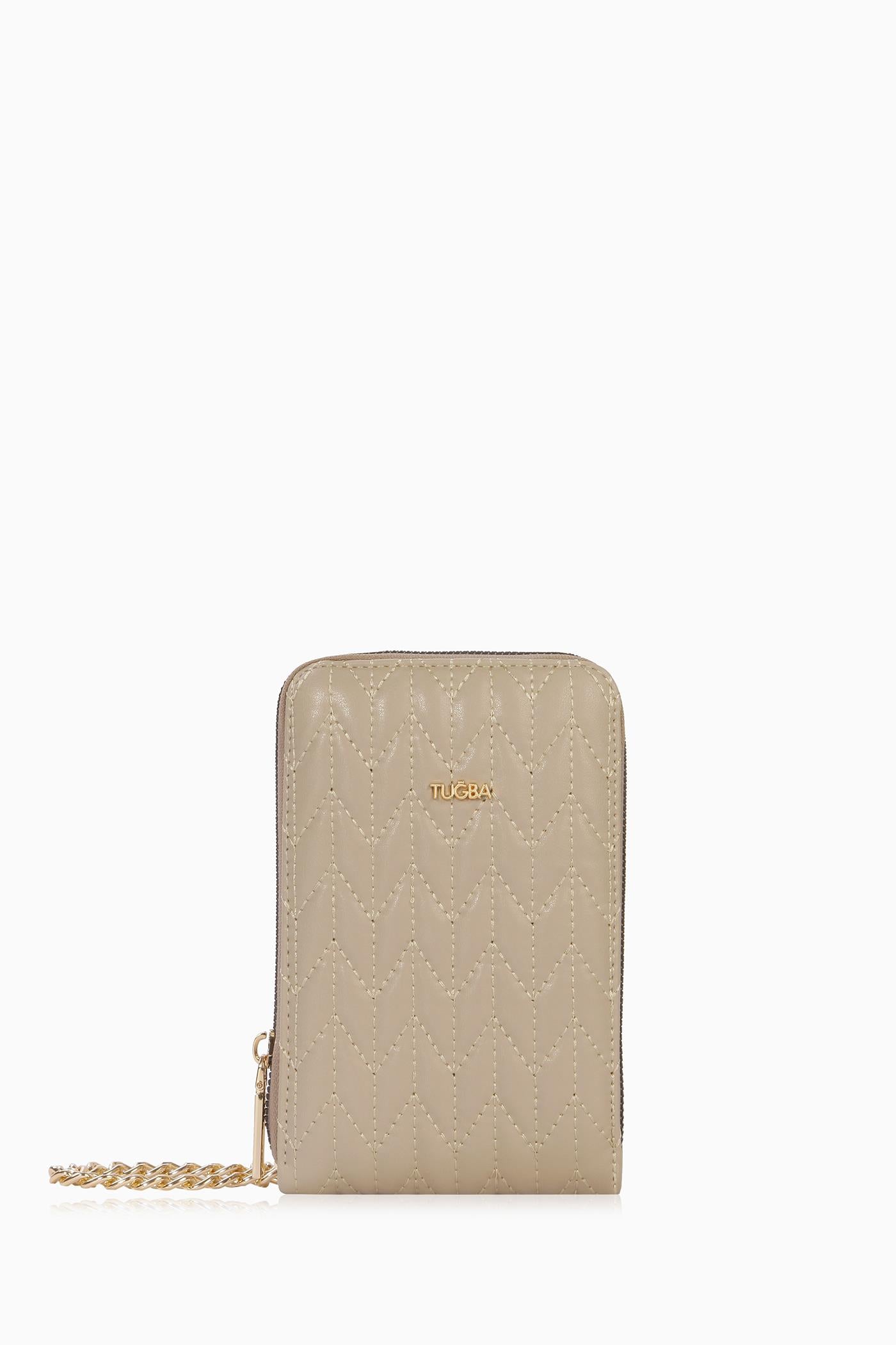 Kartlıklı Telefon Çantası - Kum TUGBA
