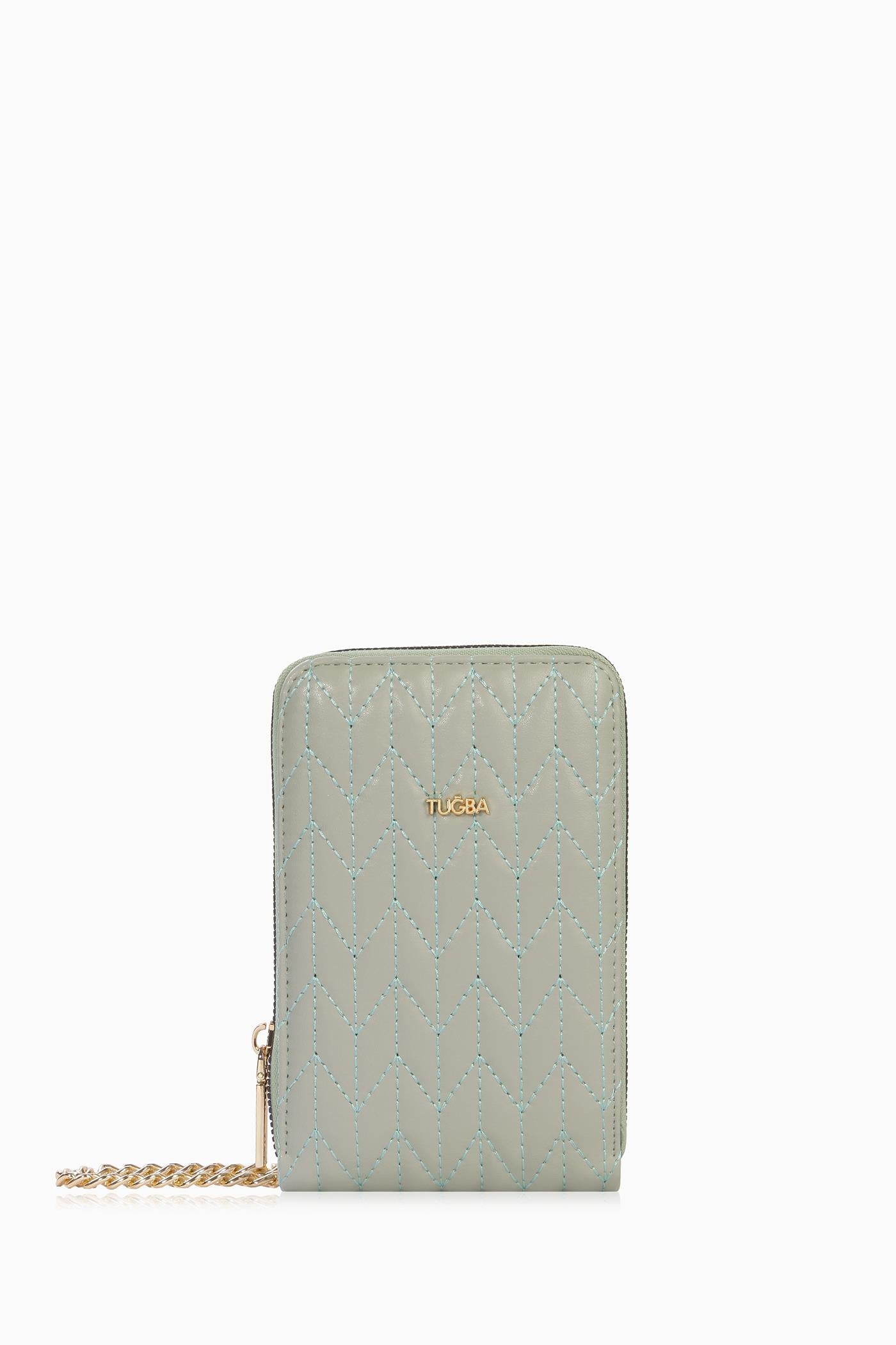 Kartlıklı Telefon Çantası - Mint TUGBA