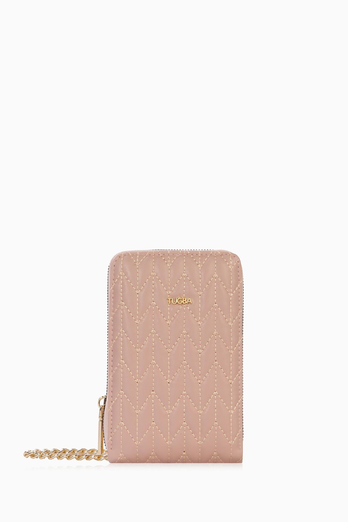 Kartlıklı Telefon Çantası - Pudra TUGBA