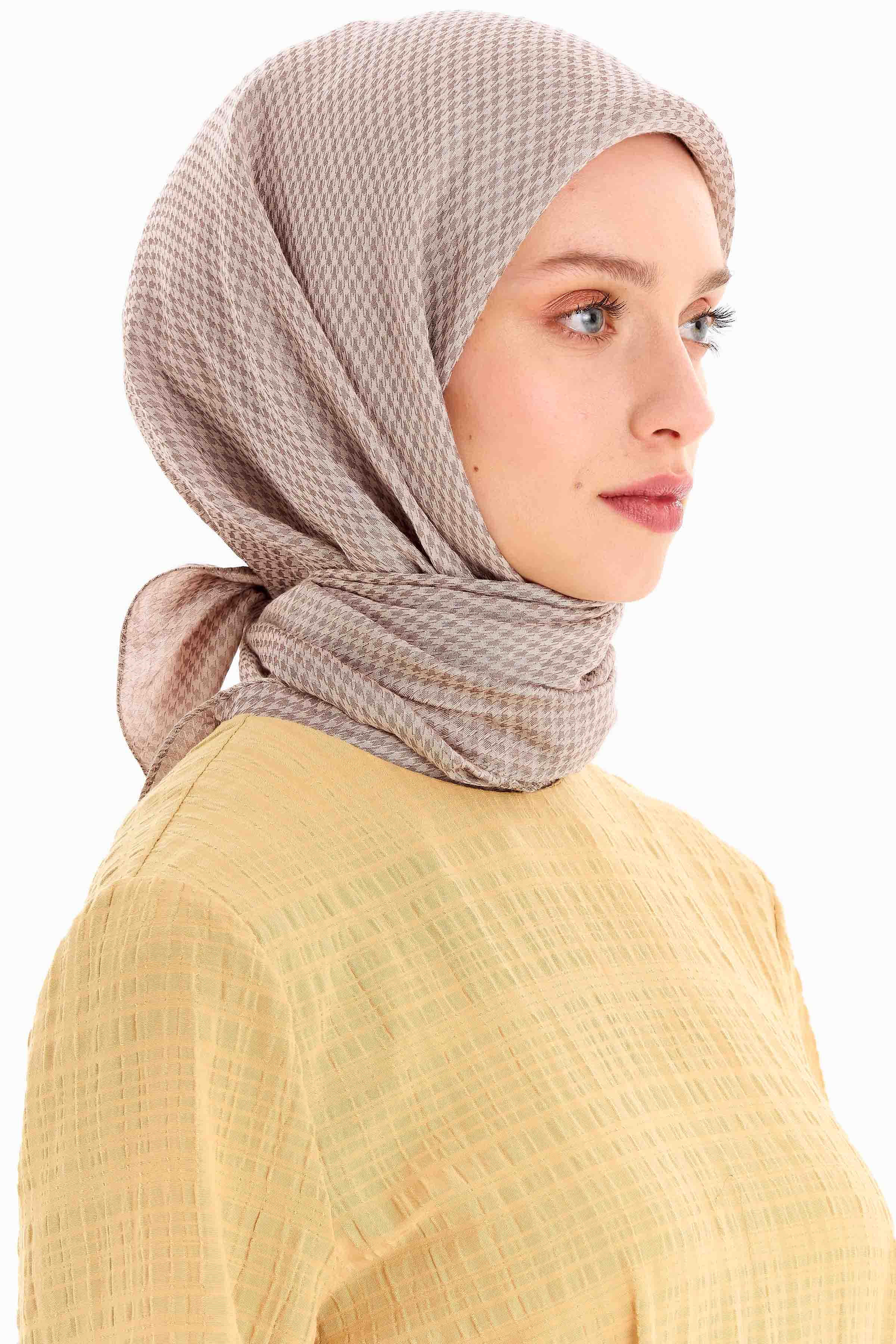 Kazayağı Desen Viskon Eşarp - Bej TUGBA