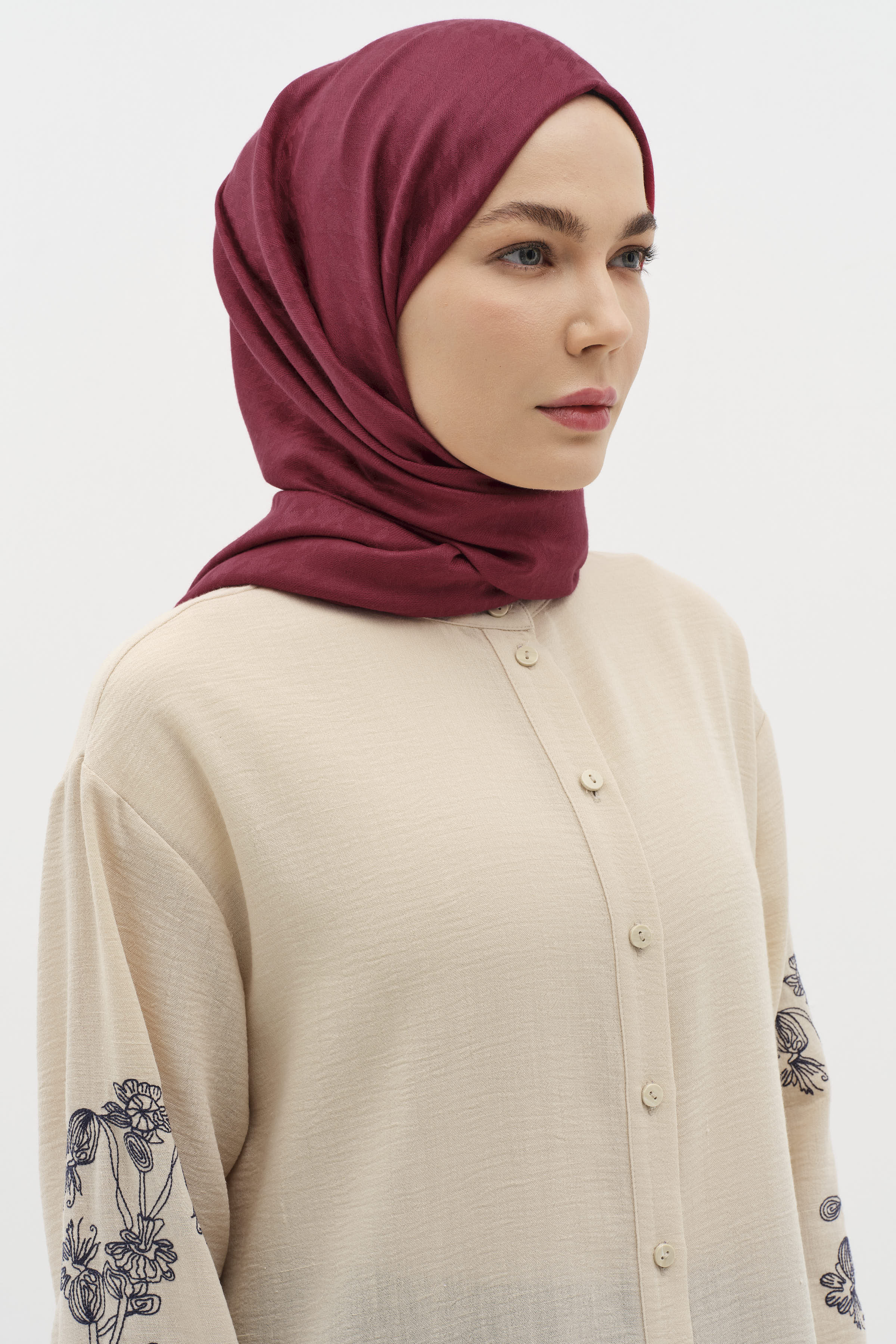 Kazayağı Desen Viskon Şal - Bordo TUĞBA