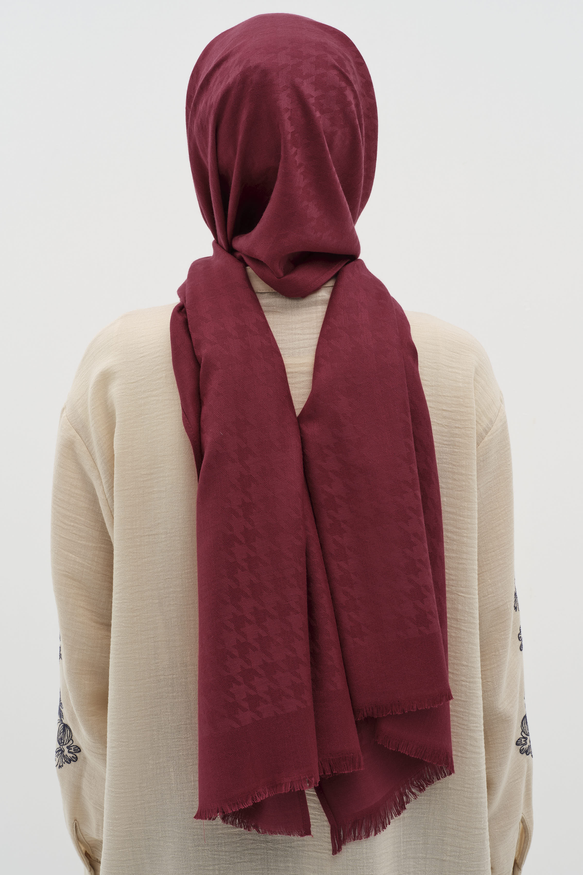 Kazayağı Desen Viskon Şal - Bordo TUĞBA