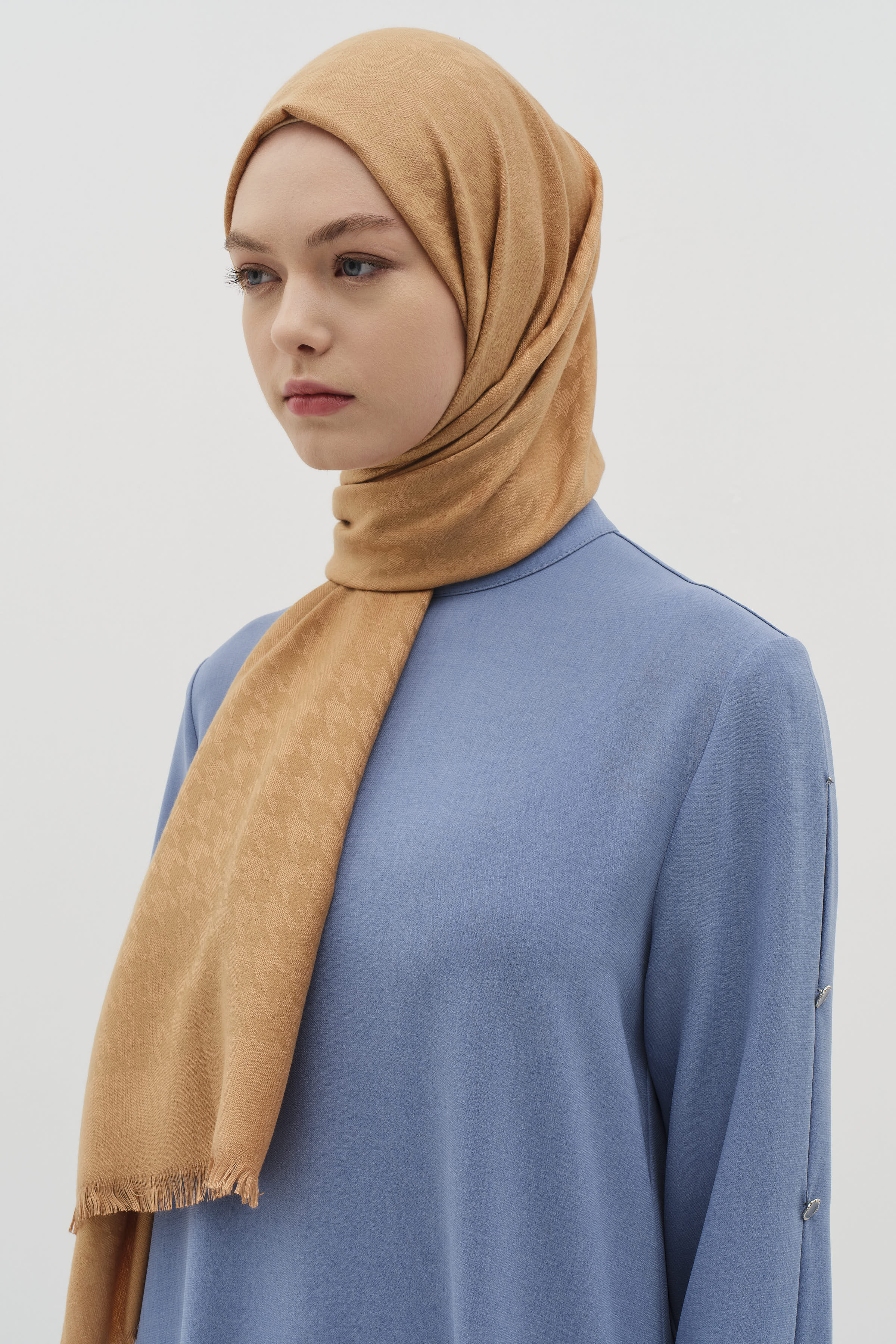 Kazayağı Desen Viskon Şal - Camel TUĞBA