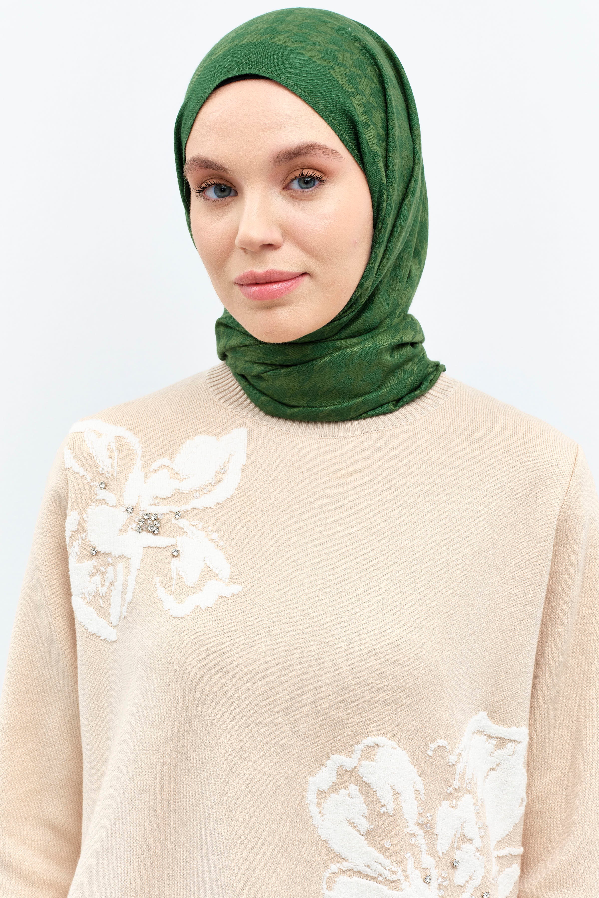 Kazayağı Desen Viskon Şal - Haki TUGBA