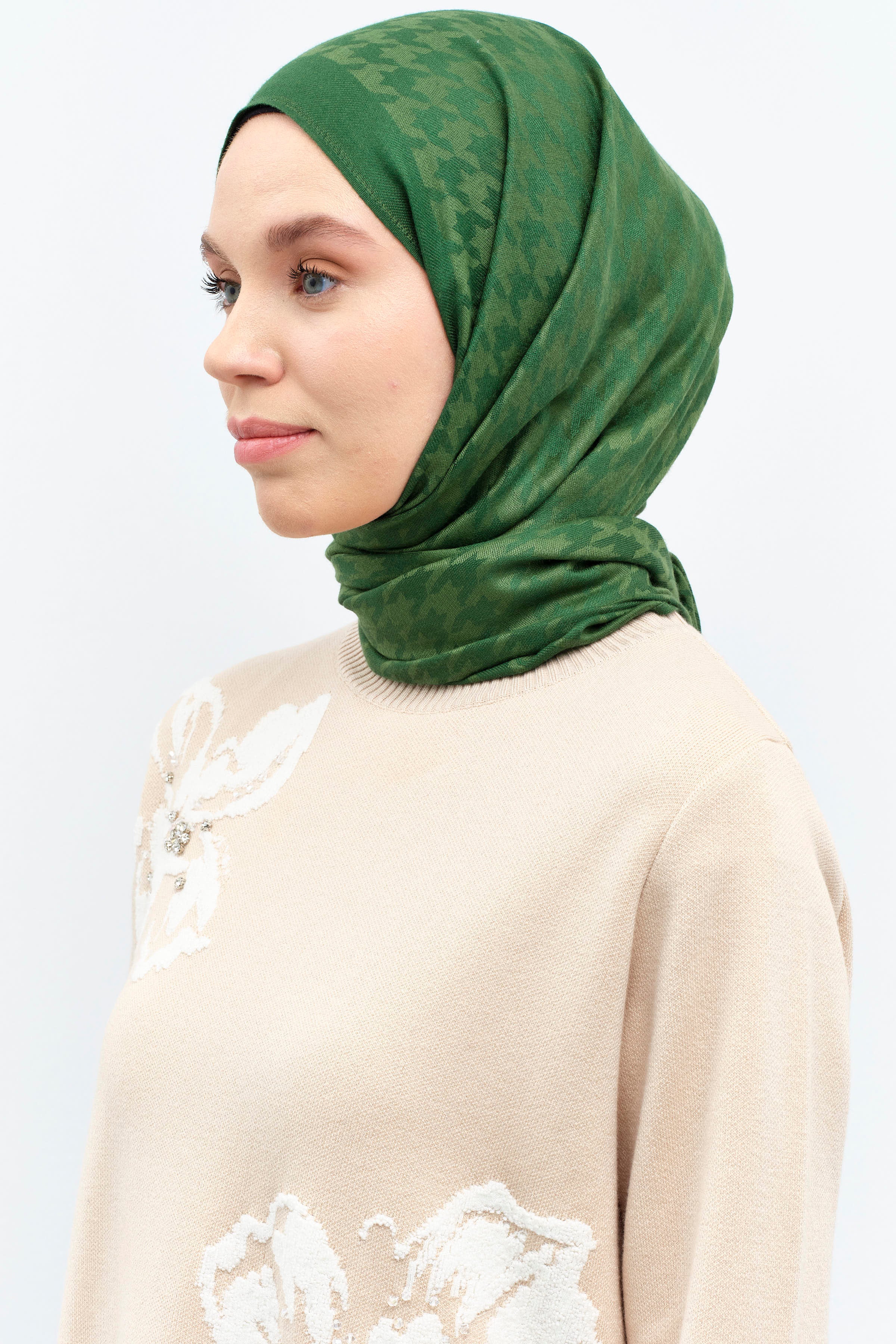 Kazayağı Desen Viskon Şal - Haki TUGBA