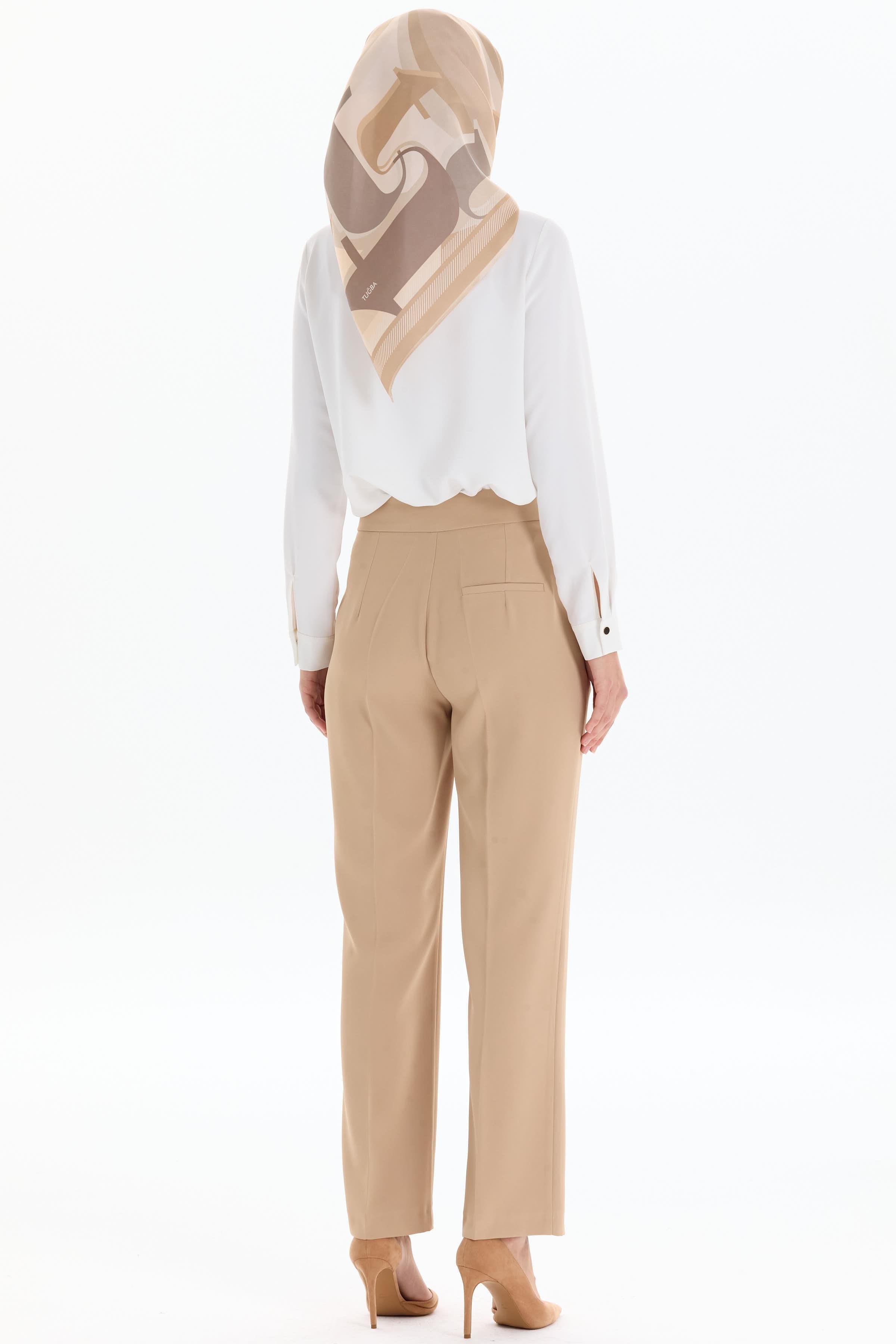 Kemer Detaylı Pantolon - Bej TUGBA