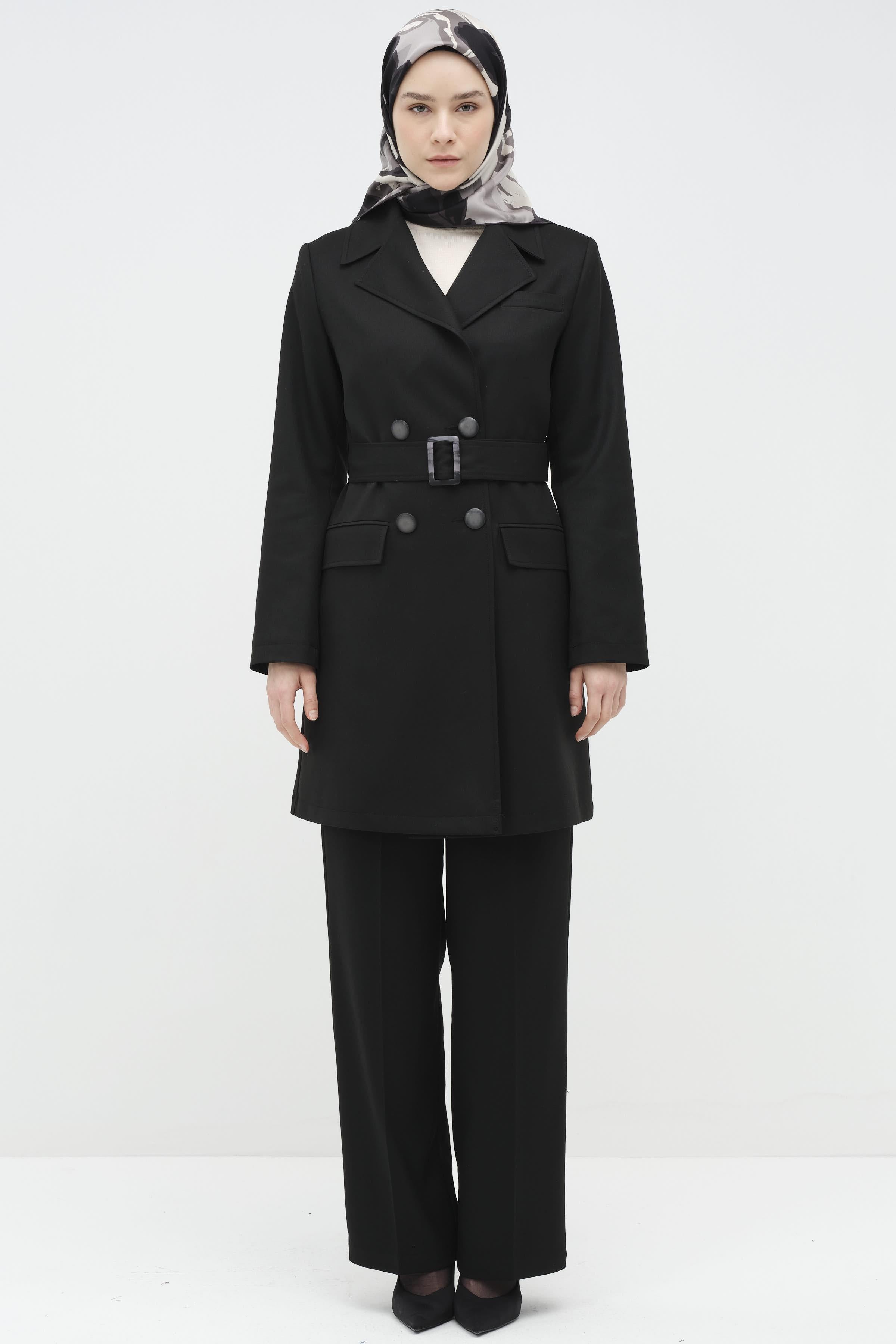 Kemeri Deri Garnili Pantolon - Siyah TUGBA