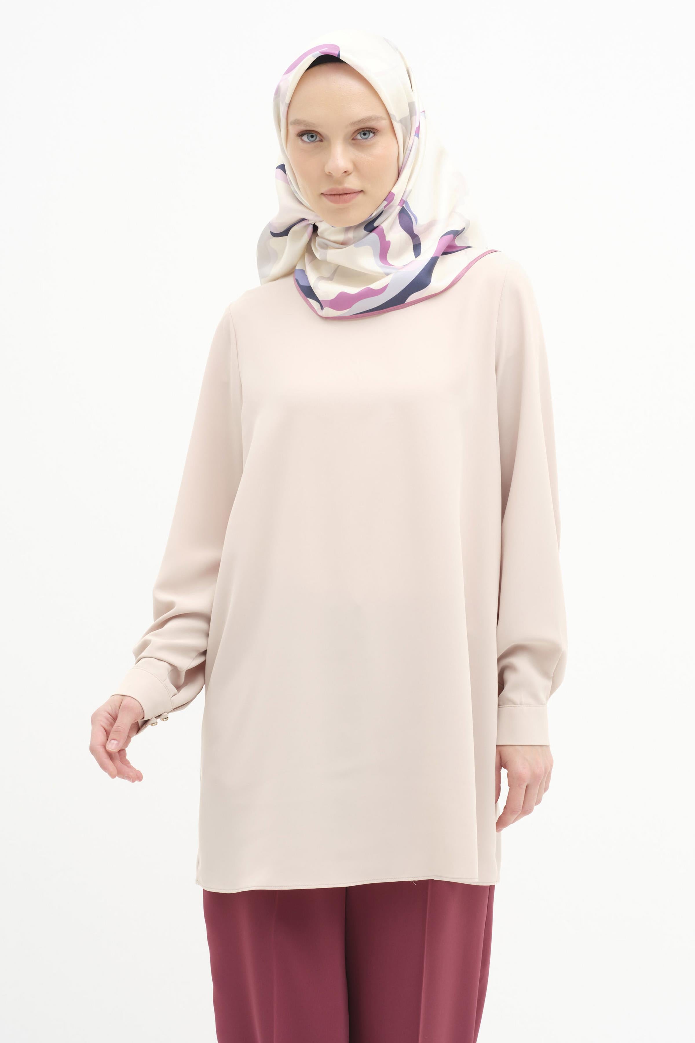 Kemerli Detaylı Üçlü Takım - Mürdüm TUGBA