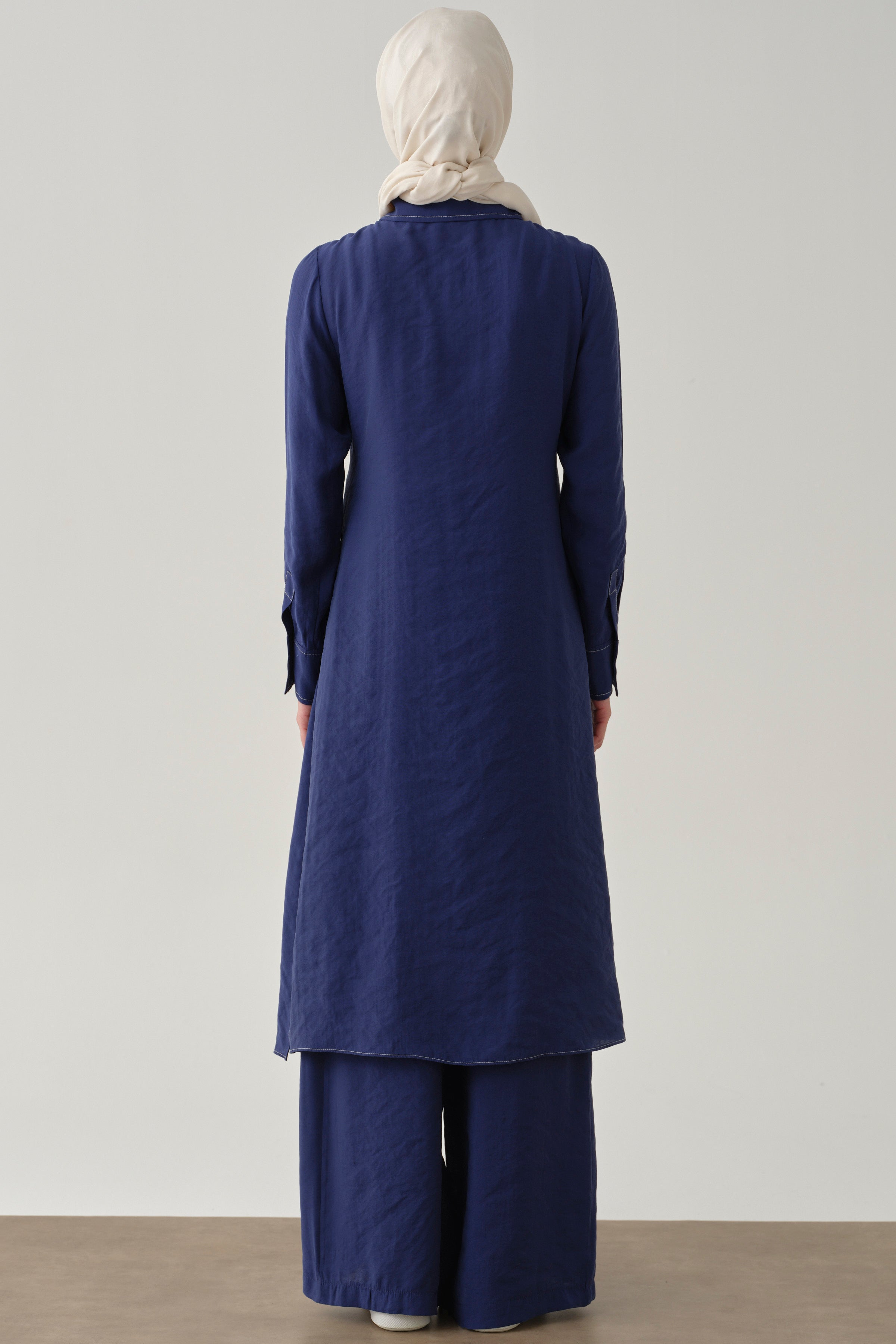 Kemerli Tunik Pantolon Takım - Lacivert TUGBA