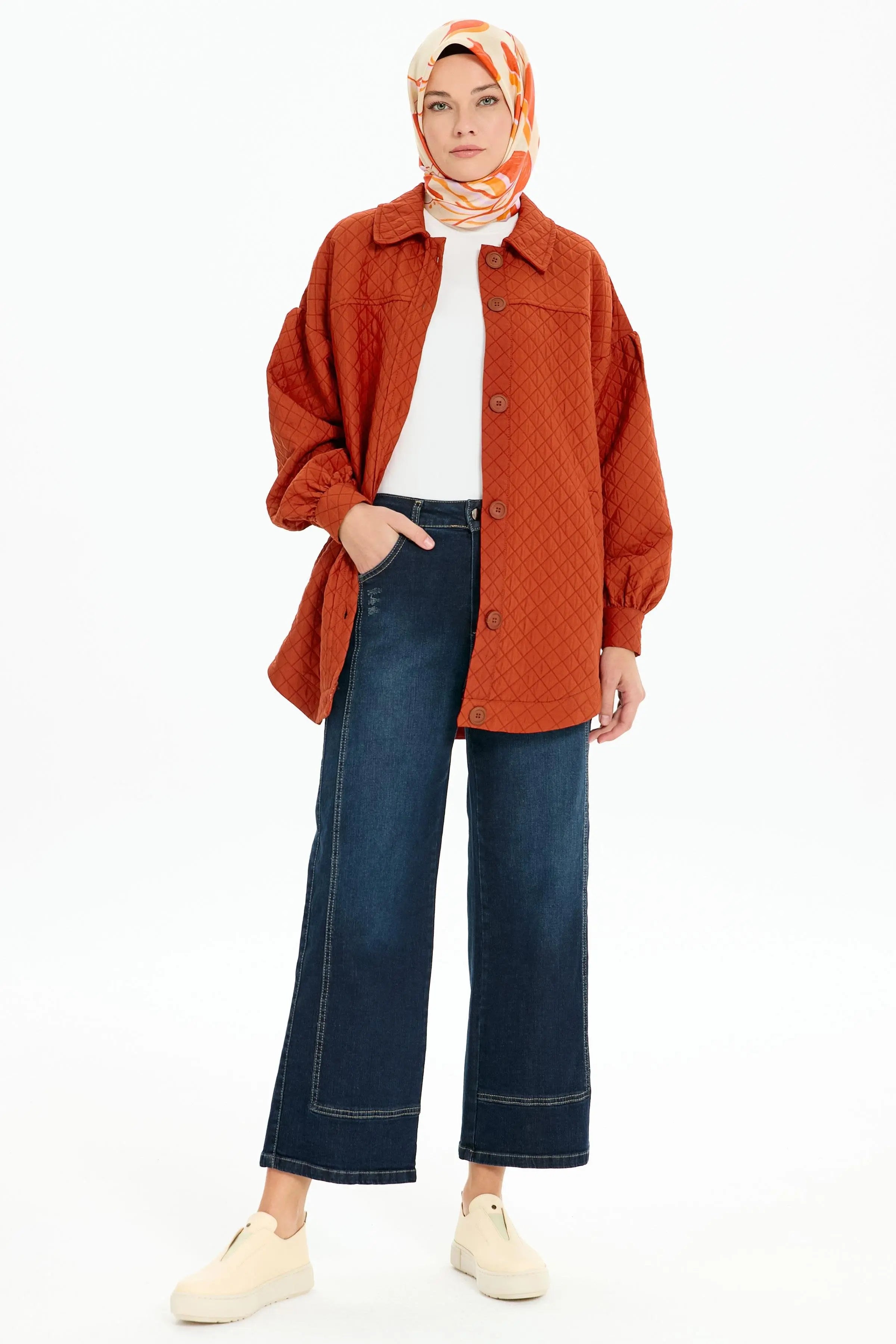 Kesik Detaylı Denim Pantolon - Lacivert TUGBA