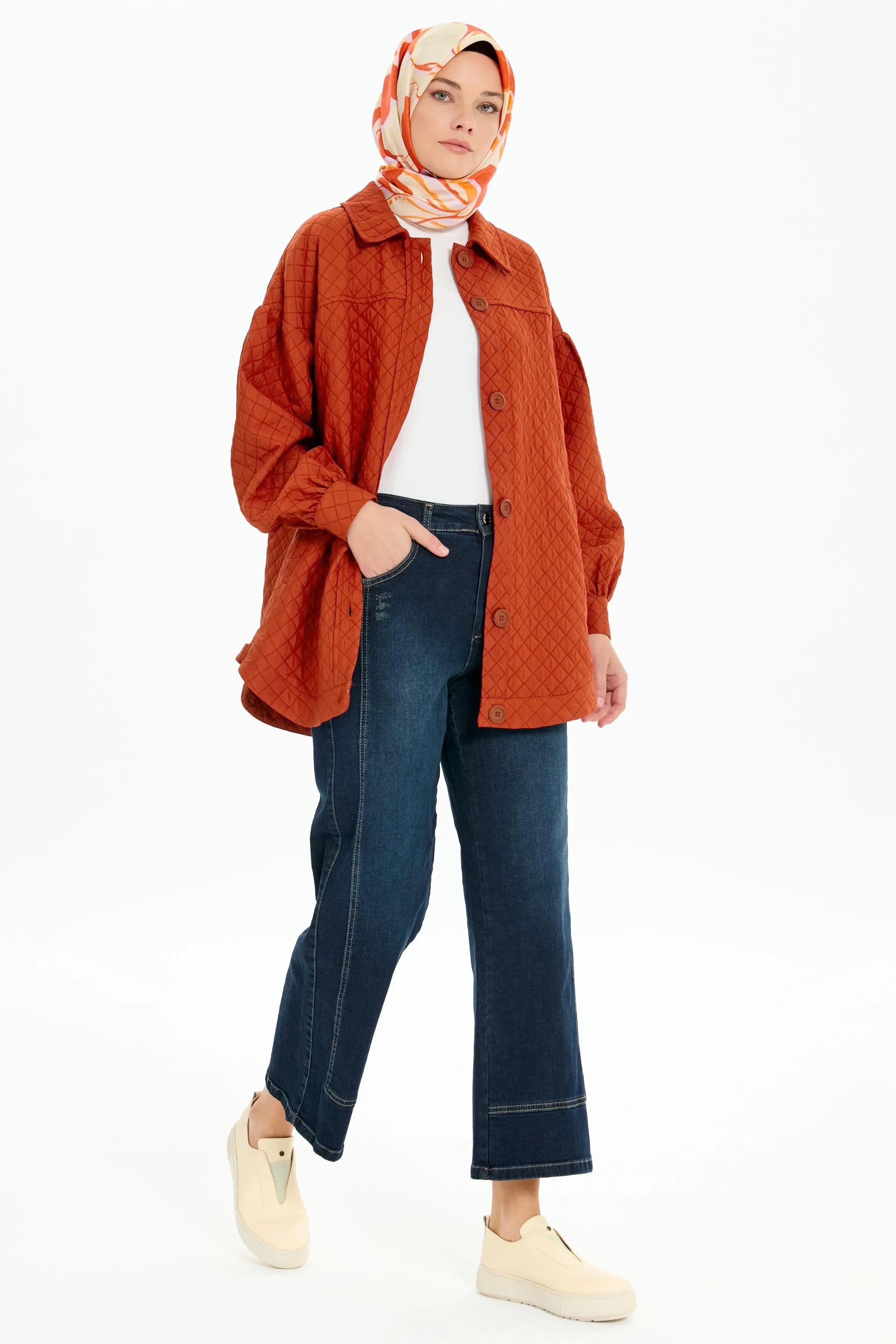 Kesik Detaylı Denim Pantolon - Lacivert TUGBA