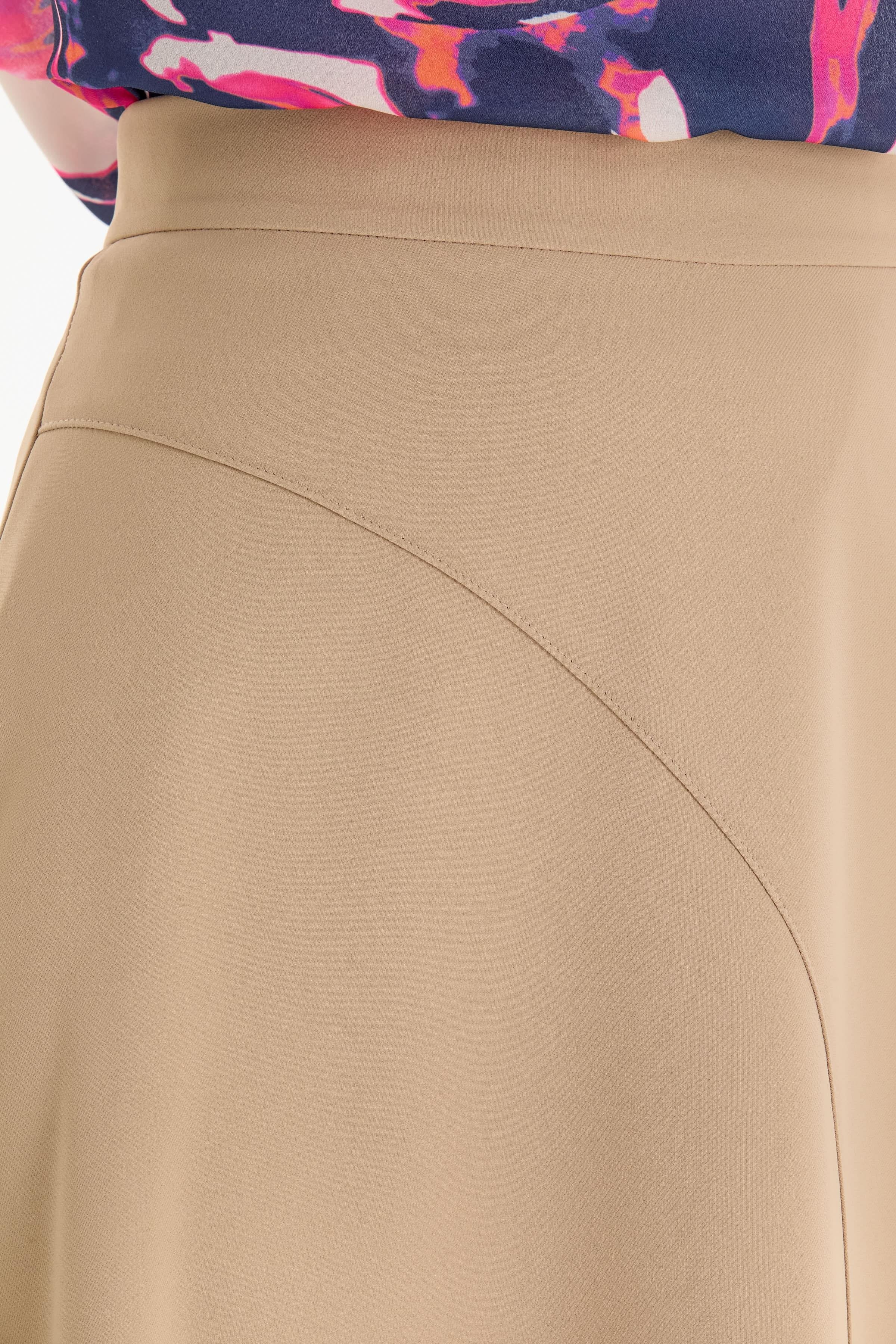 Kesik Detaylı Godeli Etek - Bej TUGBA