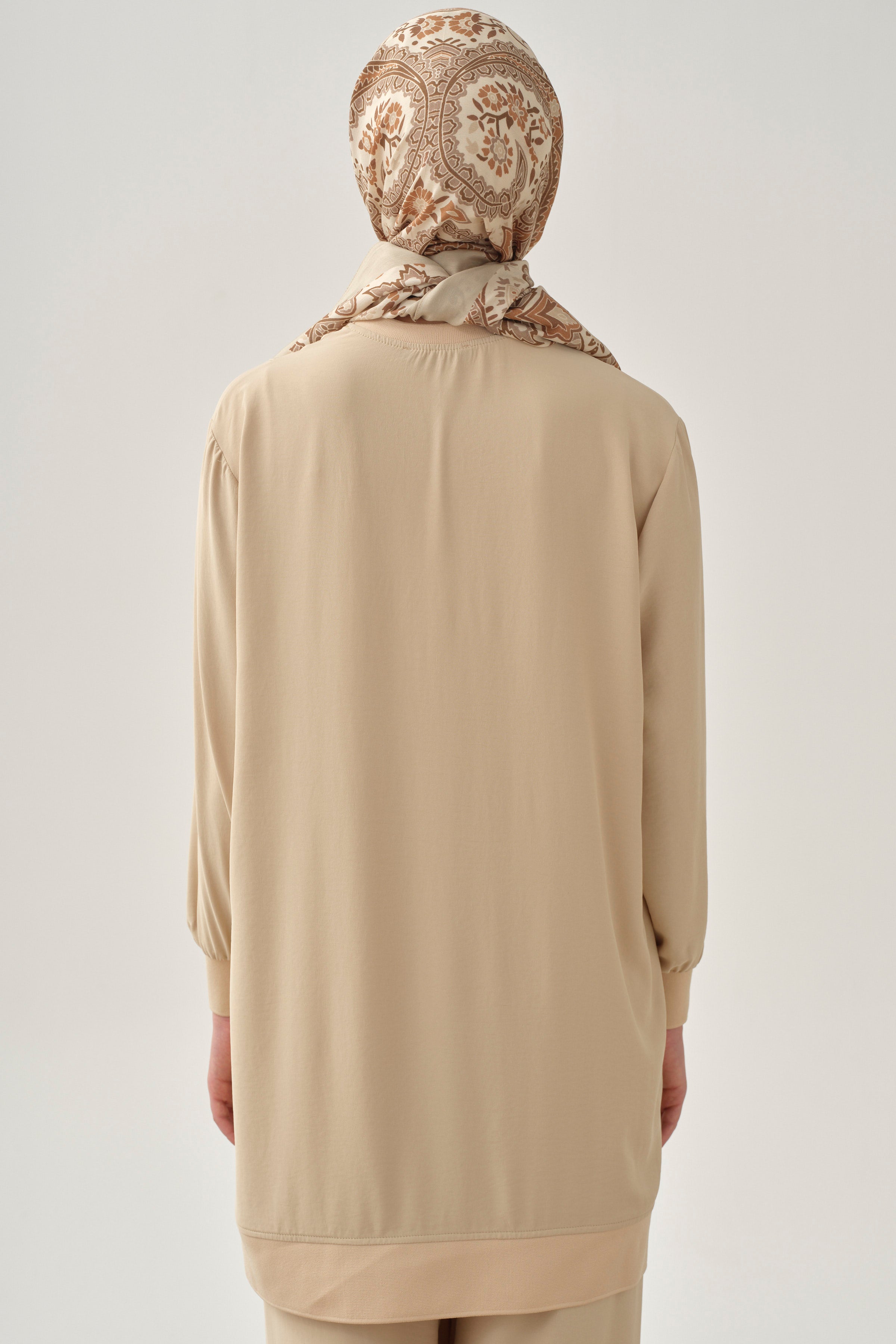 Kesik Detaylı Ribanalı Tunik - Bej TUGBA