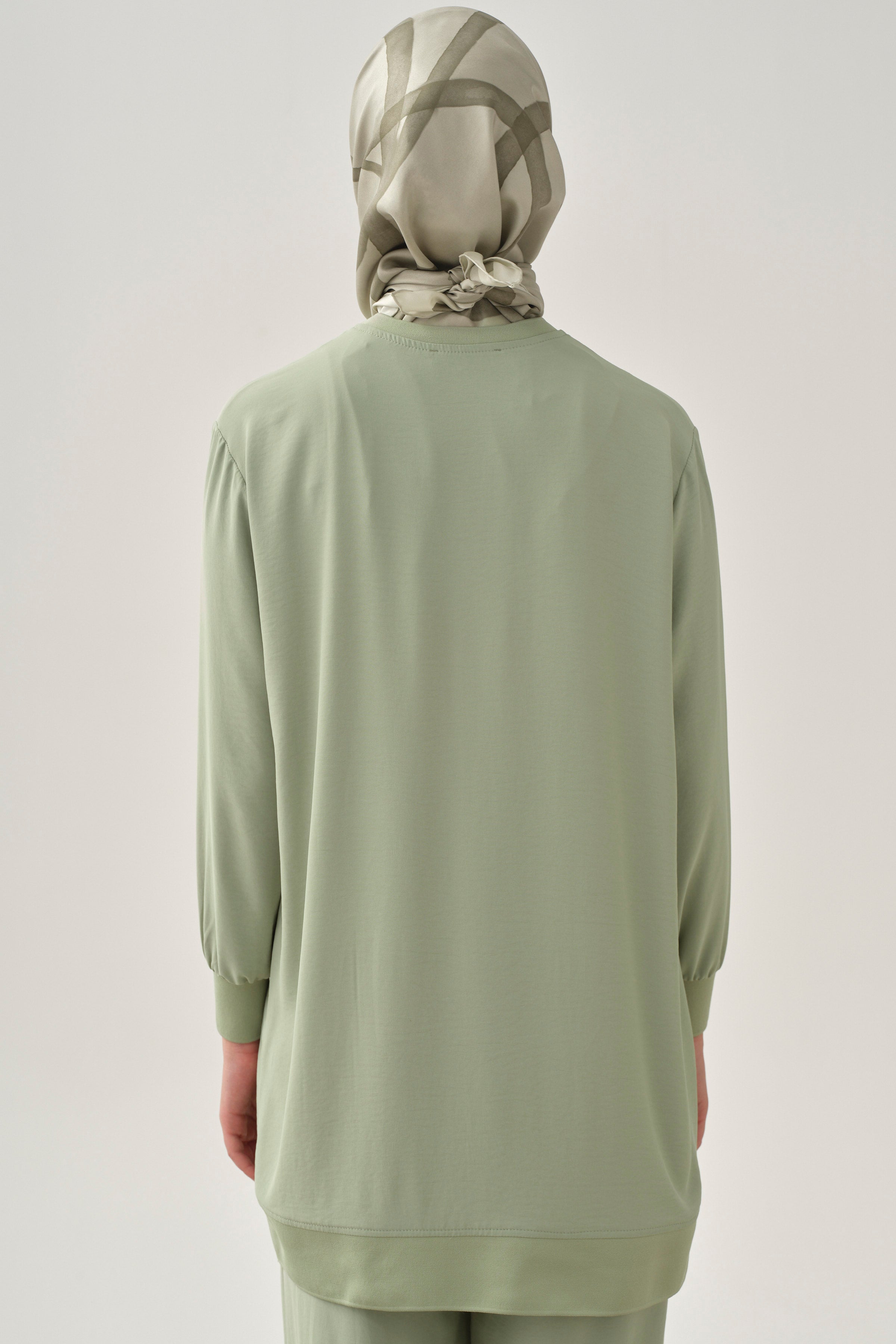 Kesik Detaylı Ribanalı Tunik - Mint TUGBA