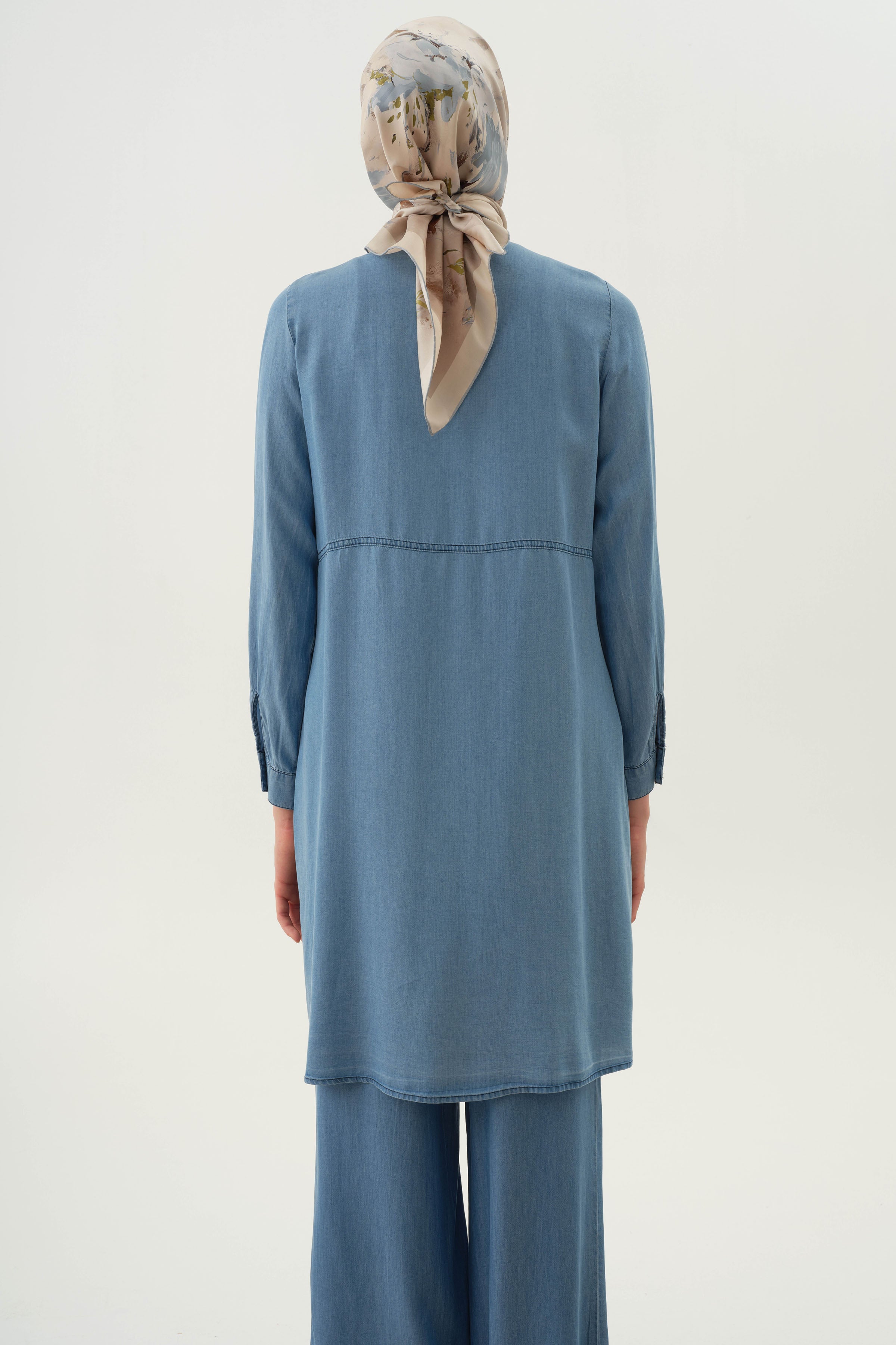 Kesik Detaylı Tunik - İndigo TUGBA