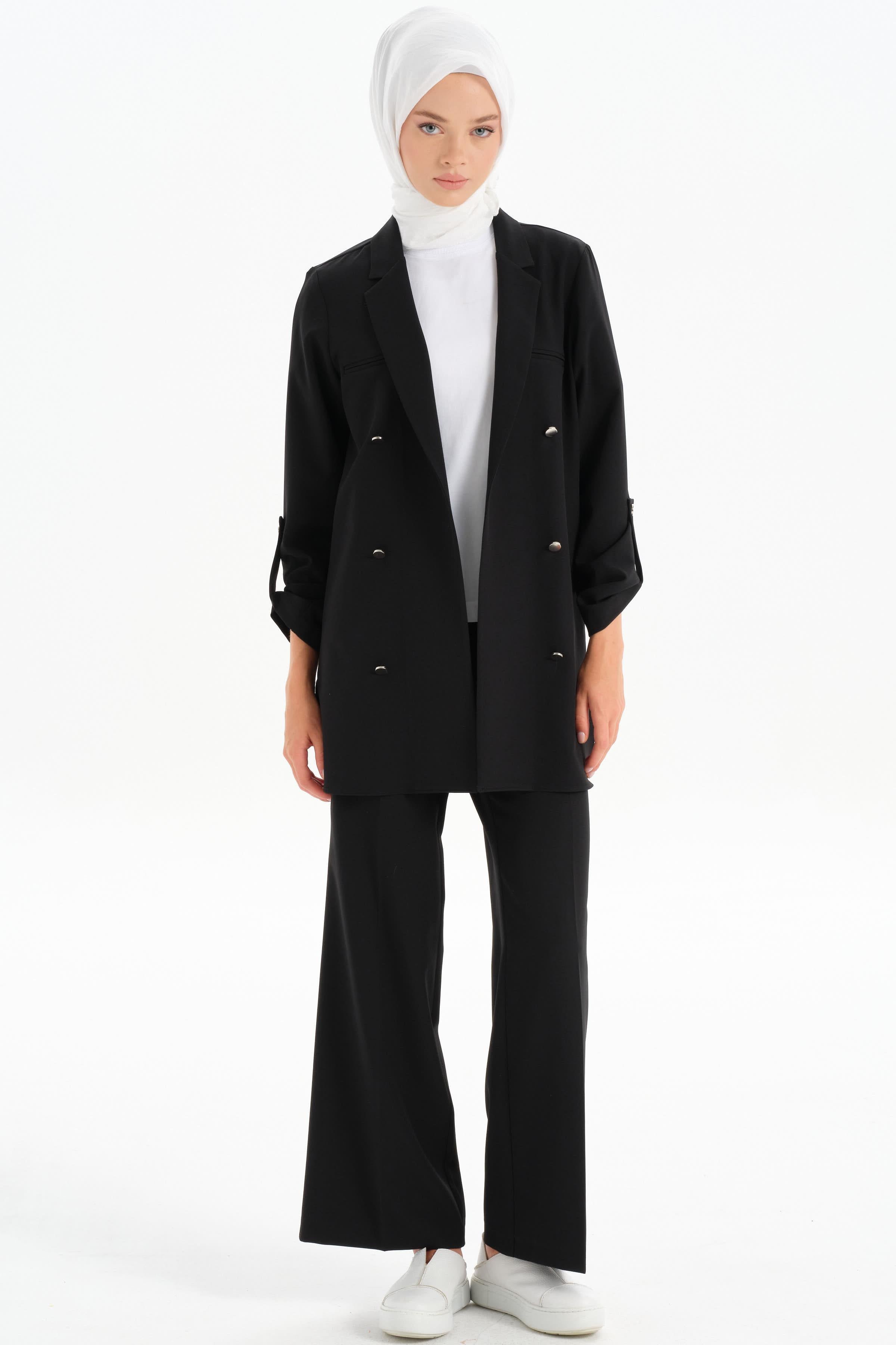 Kol Bant Detaylı Blazer Ceket - Siyah TUGBA