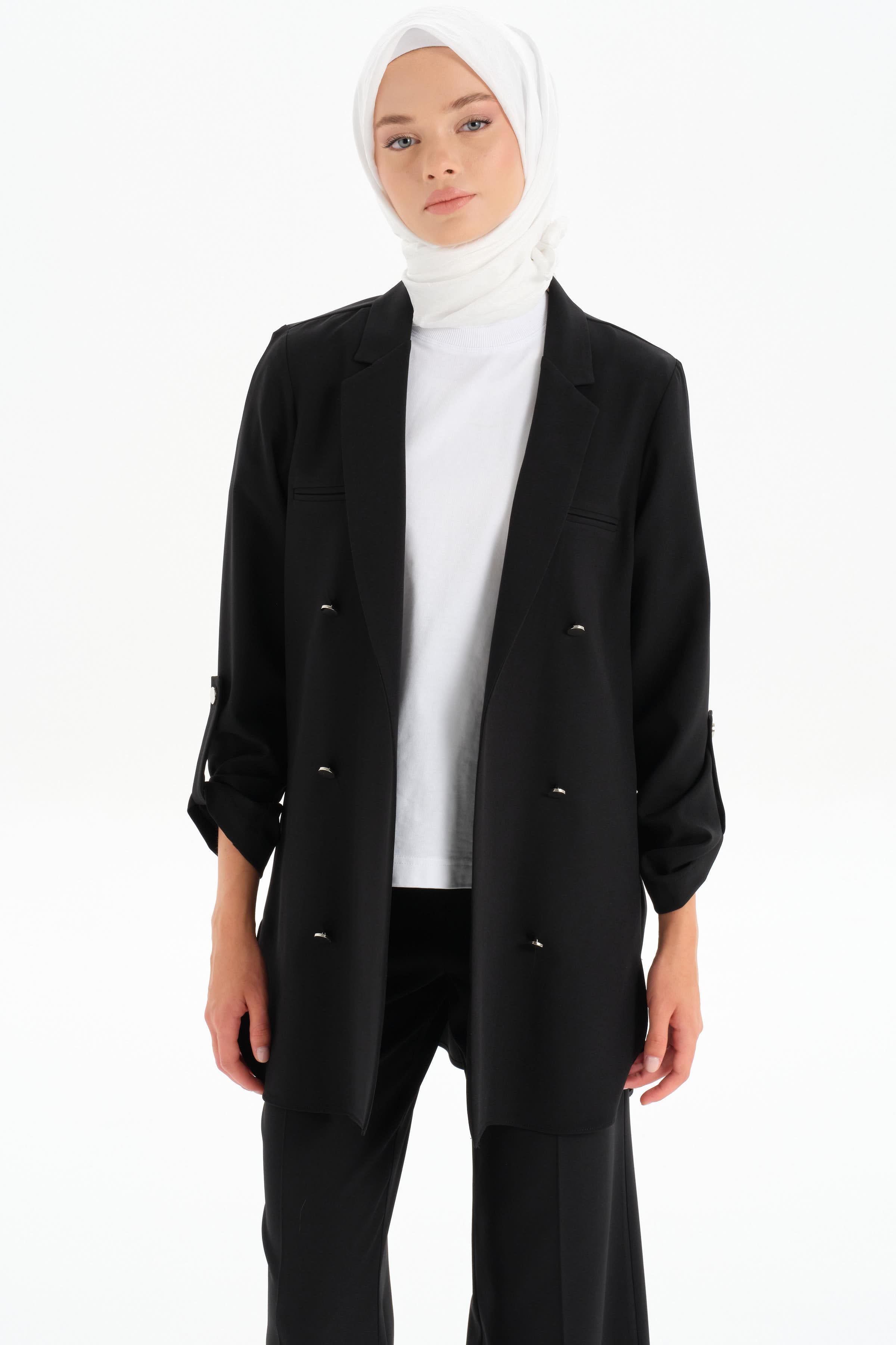 Kol Bant Detaylı Blazer Ceket - Siyah TUGBA