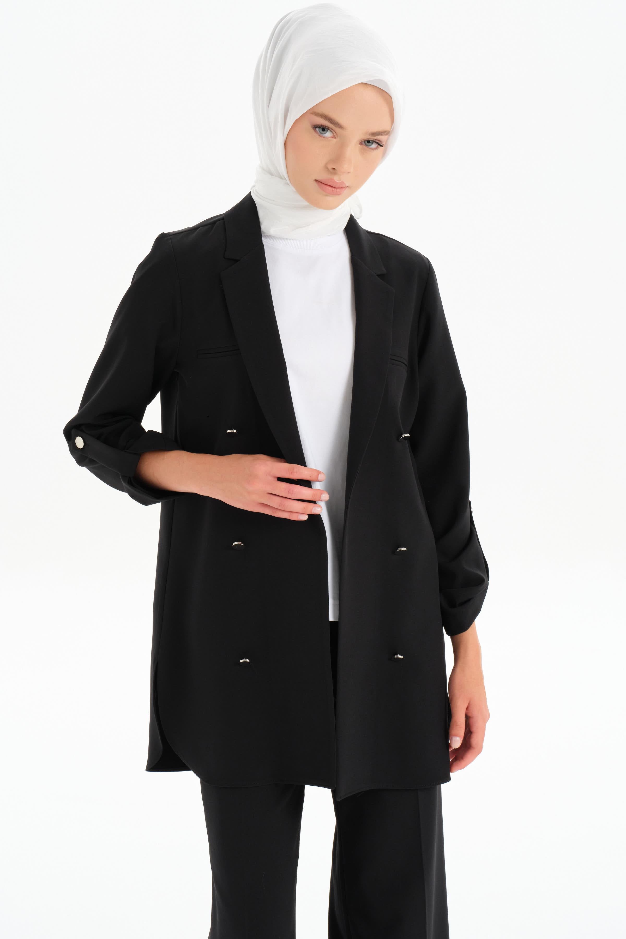 Kol Bant Detaylı Blazer Ceket - Siyah TUGBA