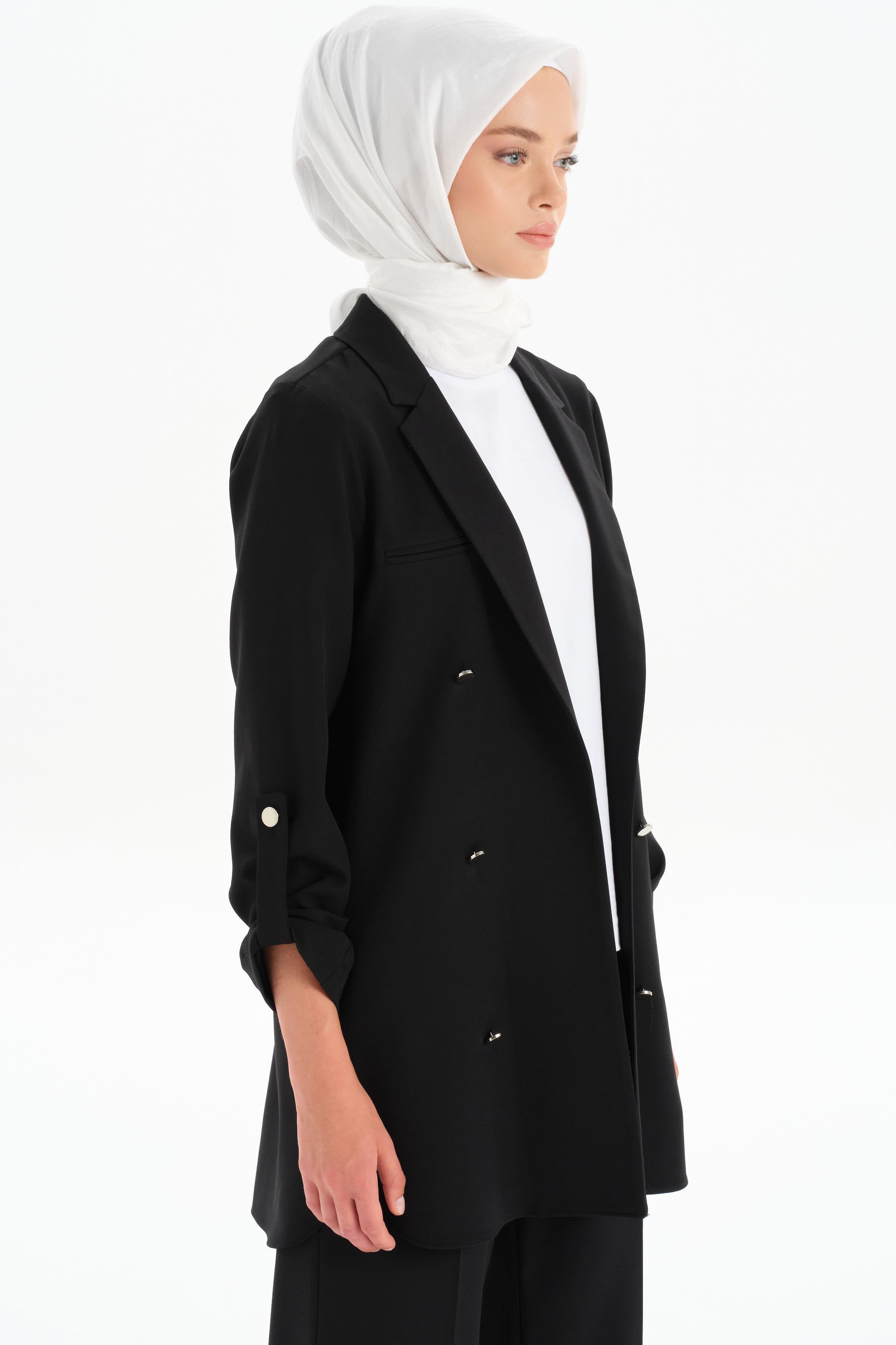 Kol Bant Detaylı Blazer Ceket - Siyah TUGBA