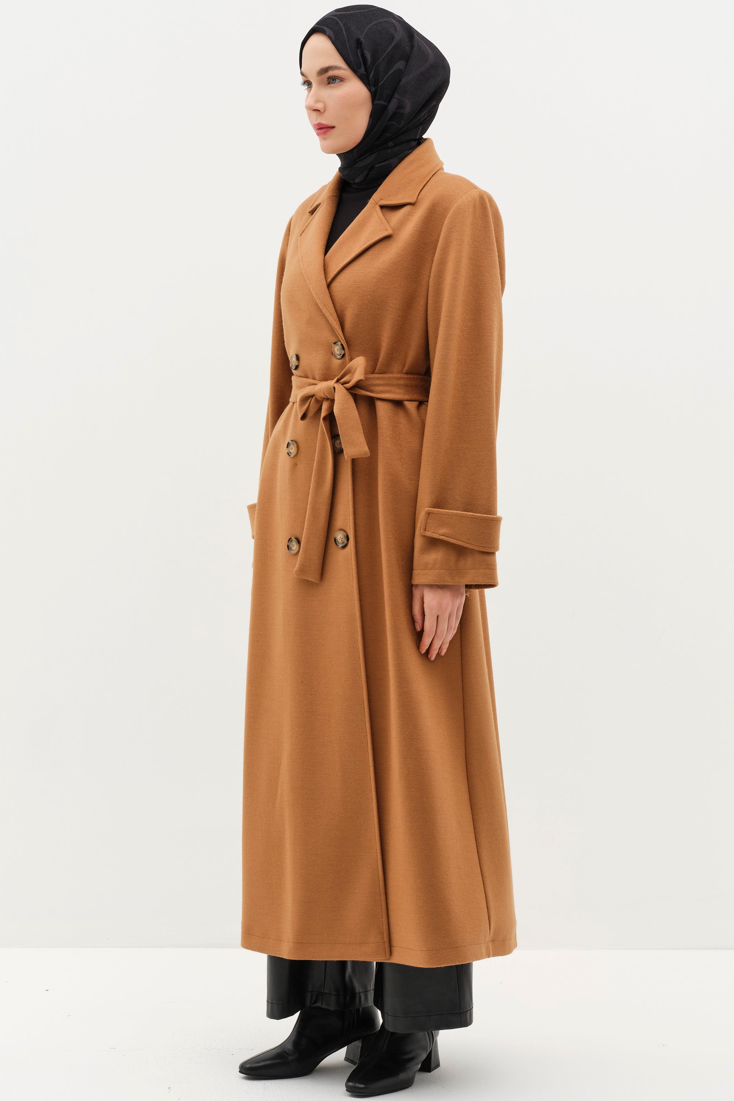 Kol Bant Detaylı Keçe Kaban - Camel TUĞBA