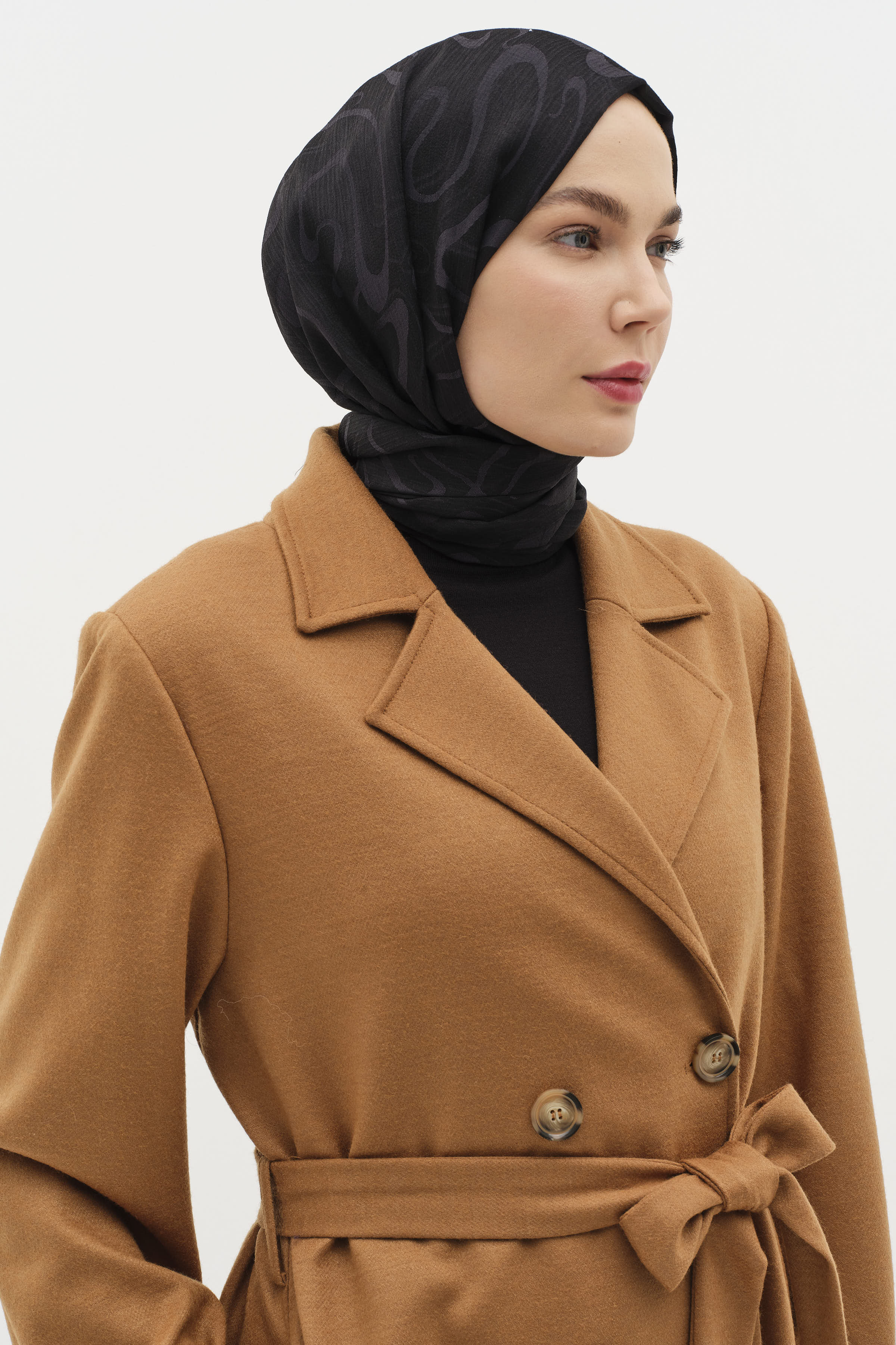 Kol Bant Detaylı Keçe Kaban - Camel TUĞBA