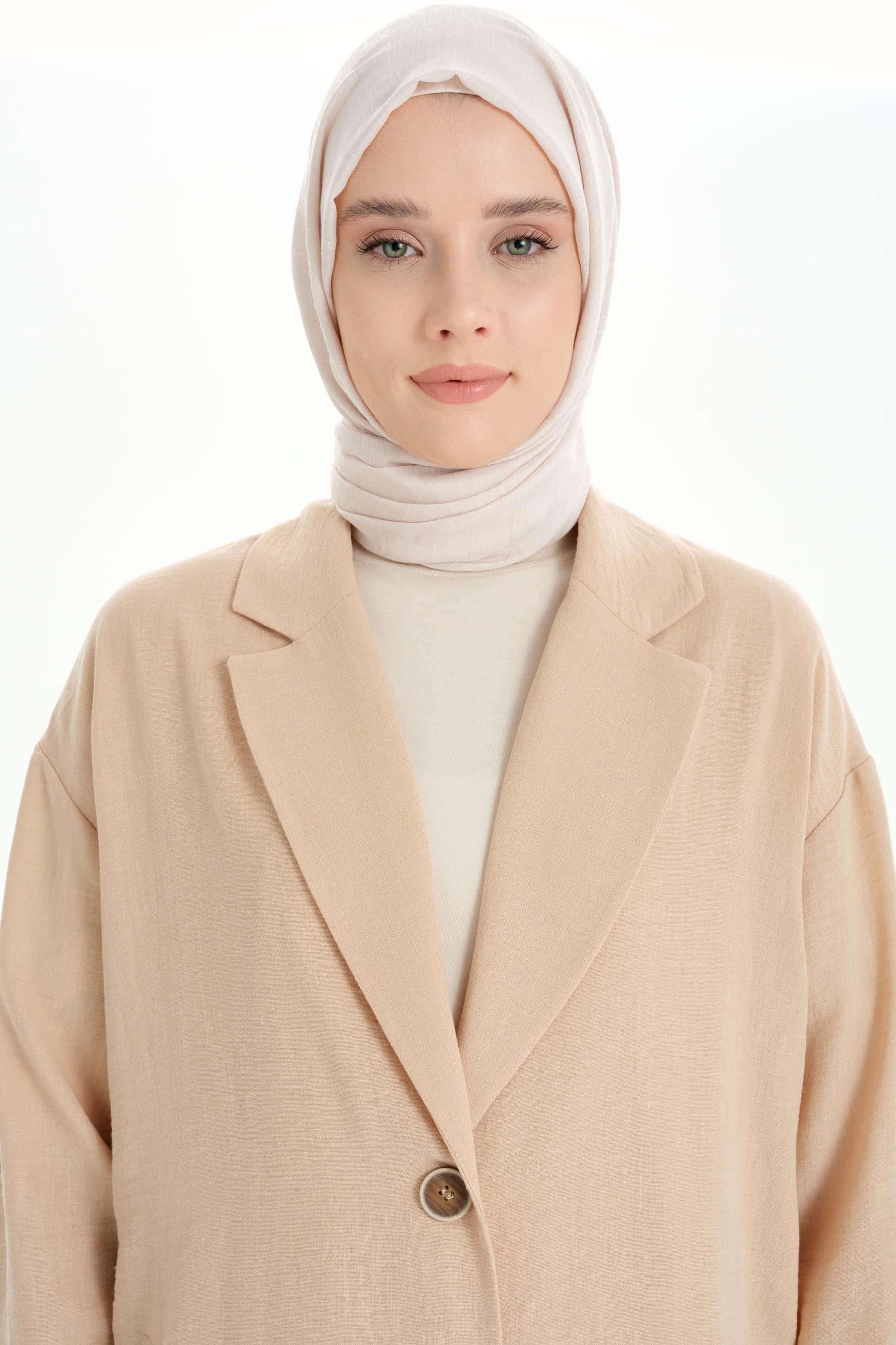 Kol Bantlı Sırt Dantel Detaylı Ceket - Camel TUGBA