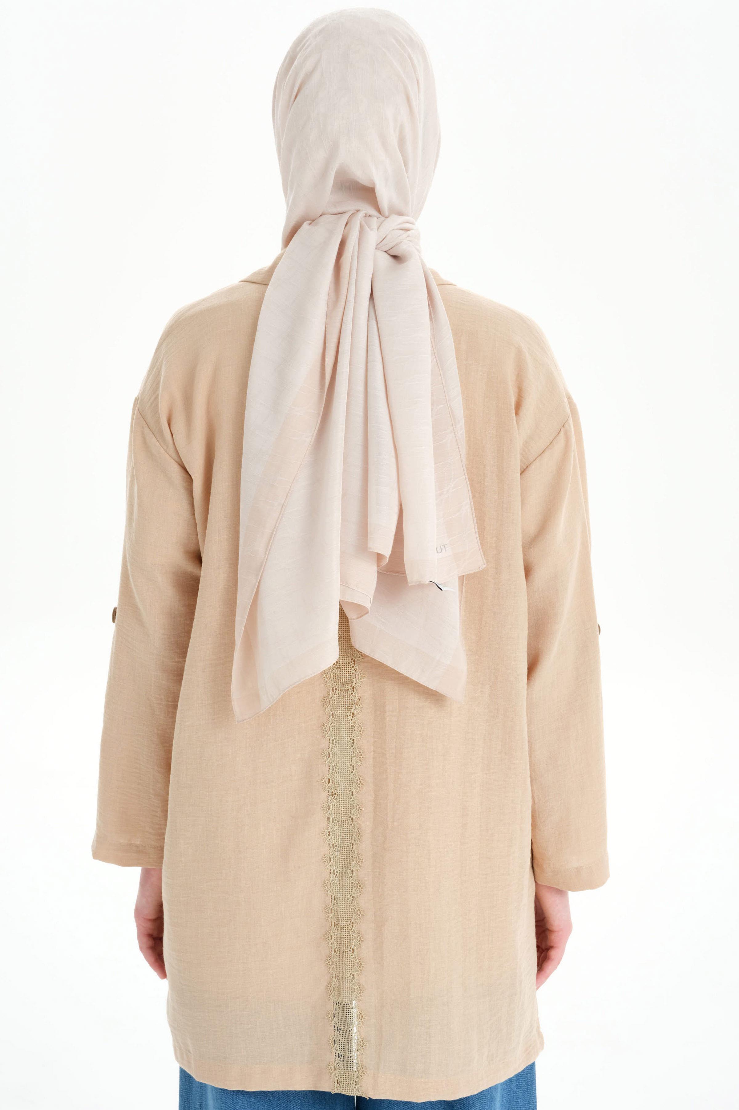 Kol Bantlı Sırt Dantel Detaylı Ceket - Camel TUGBA