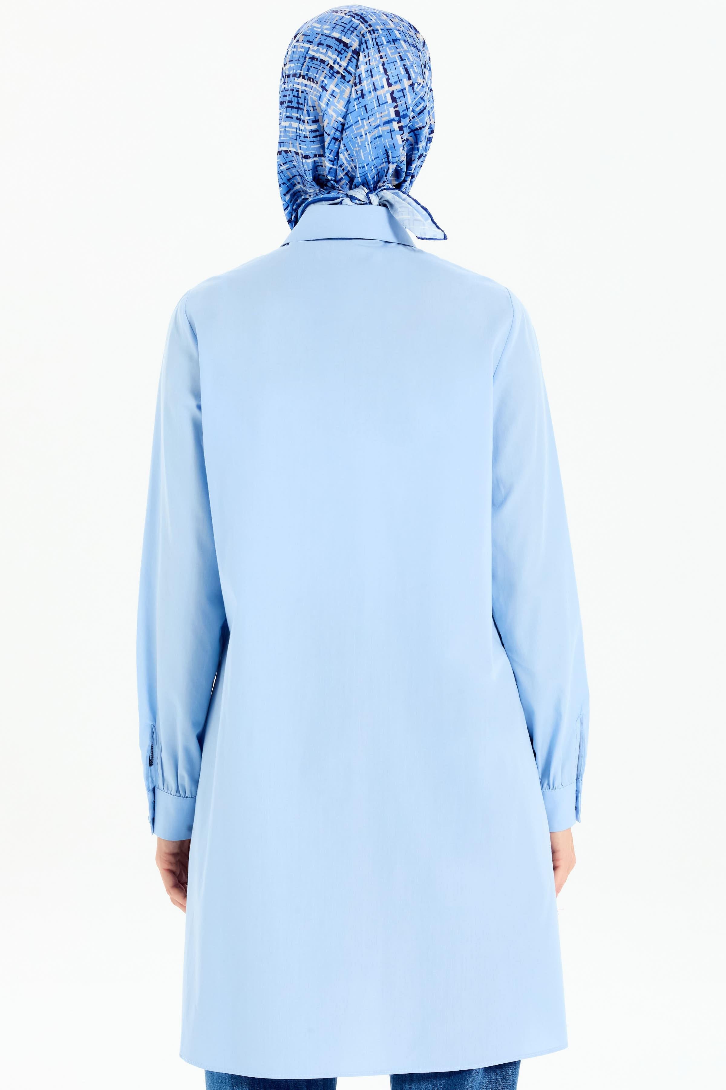 Kollar Nakışlı Tunik - Açık Mavi TUGBA