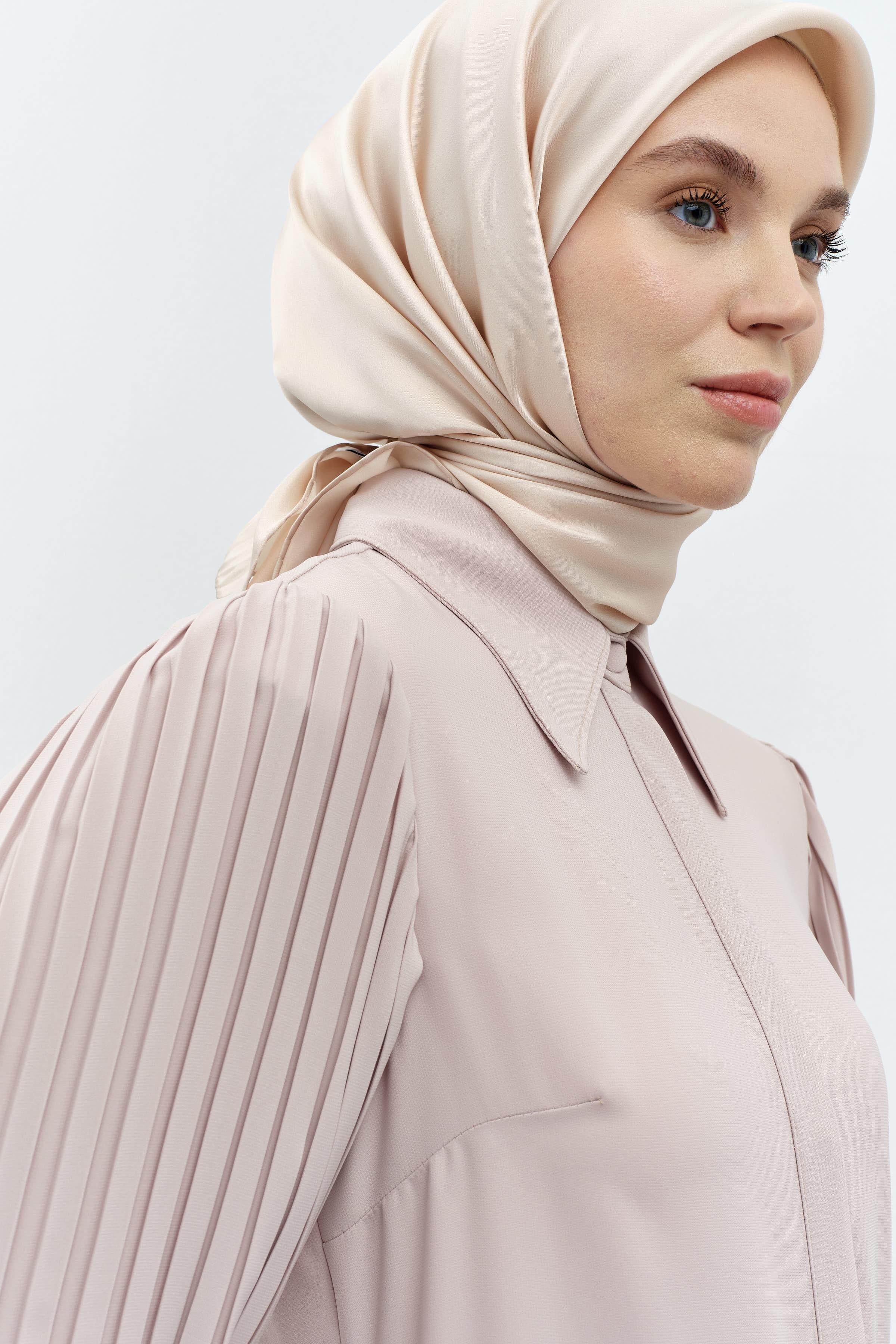 Kollar Pliseli Geniş Manşetli Tunik - Bej TUGBA