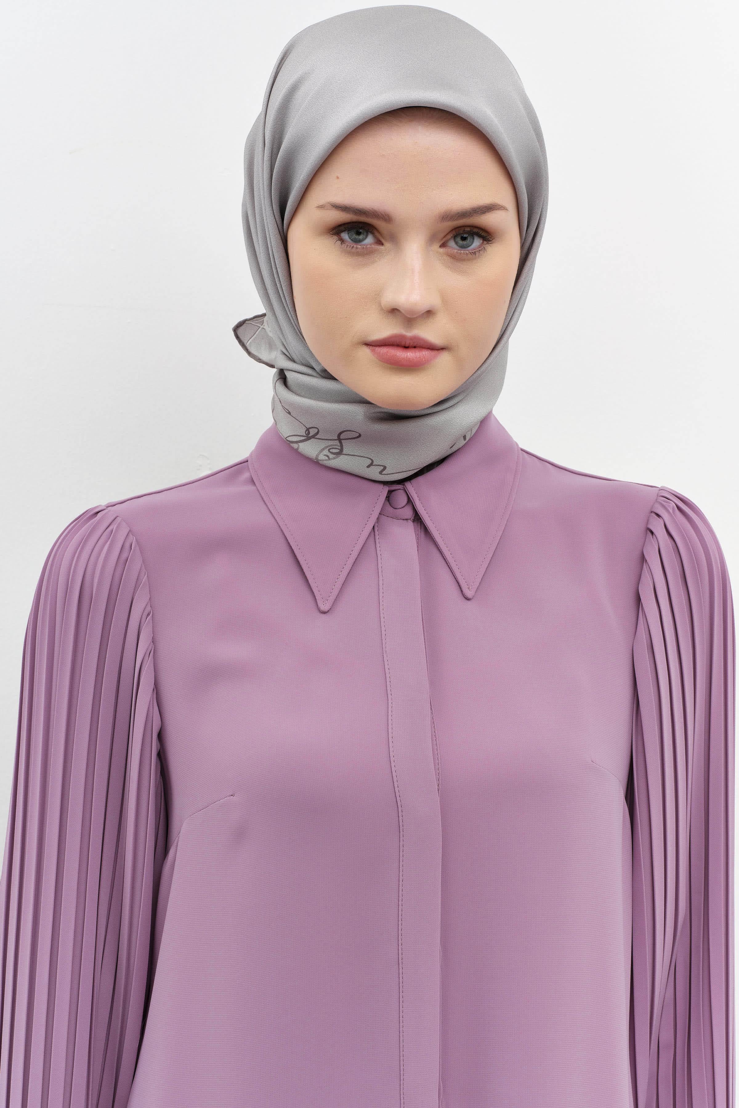 Kollar Pliseli Geniş Manşetli Tunik - Lila TUGBA