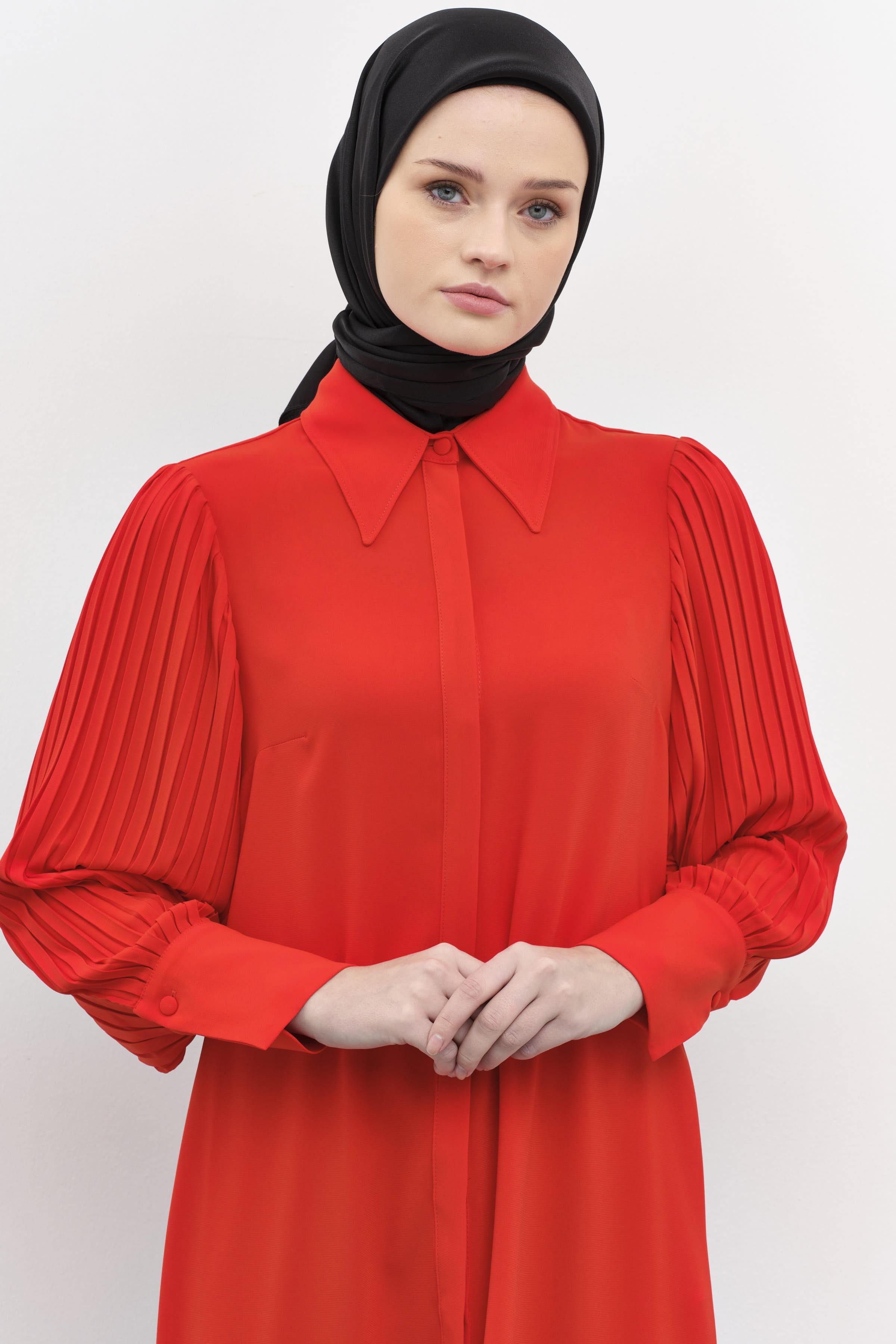 Kollar Pliseli Geniş Manşetli Tunik - Mercan TUGBA