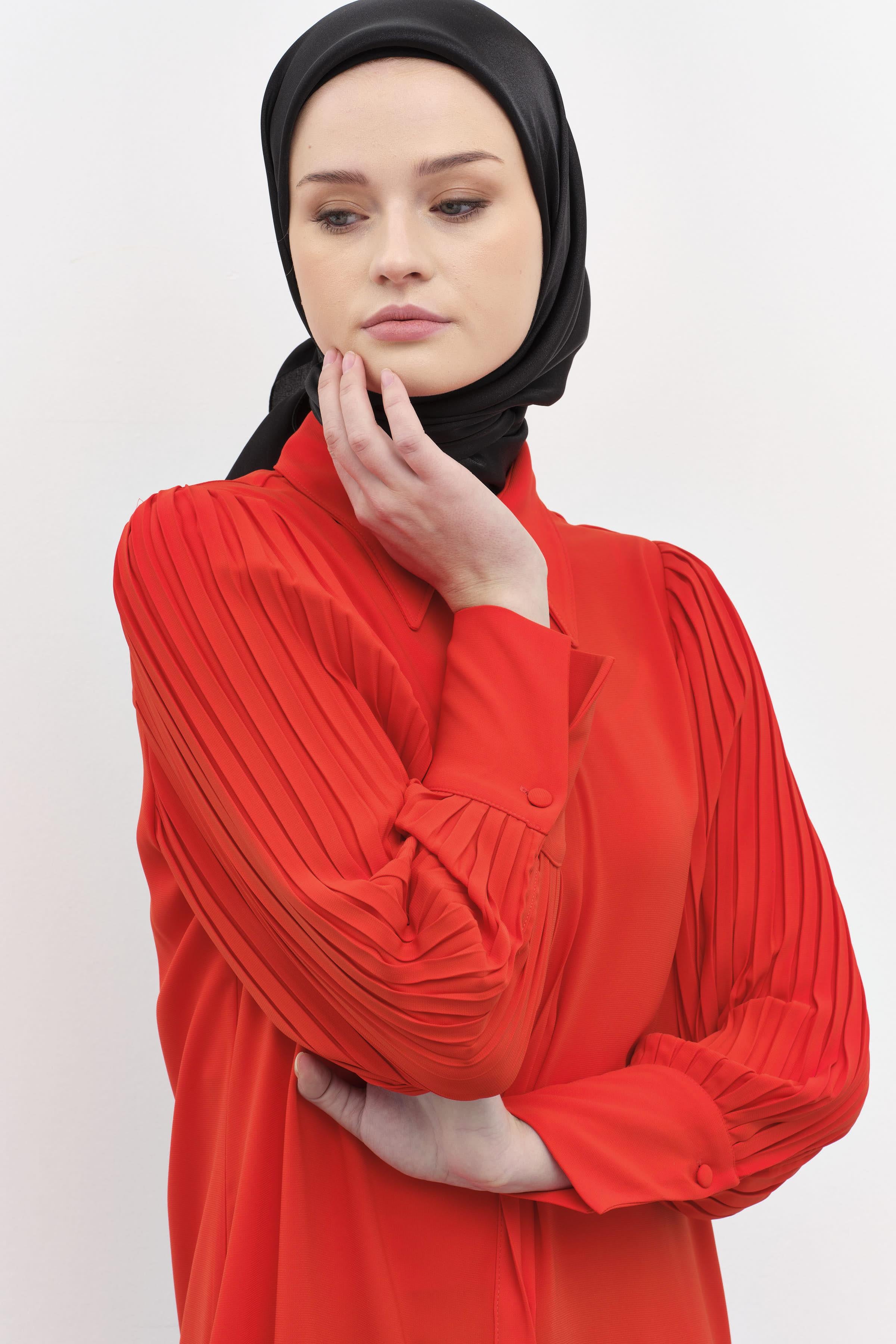 Kollar Pliseli Geniş Manşetli Tunik - Mercan TUGBA