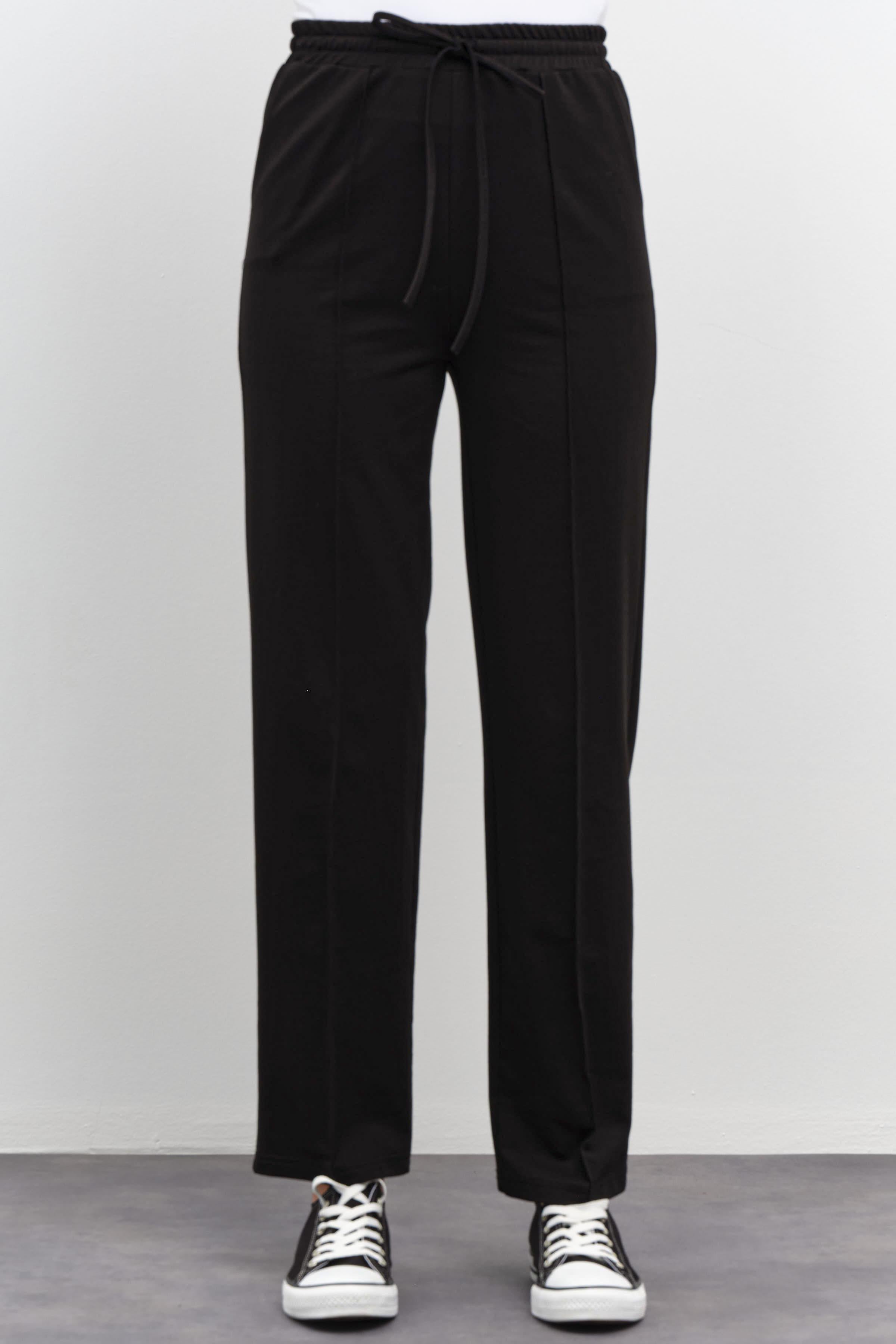 Kollar Taş Detaylı Tunik Pantolon Takım - Siyah TUGBA