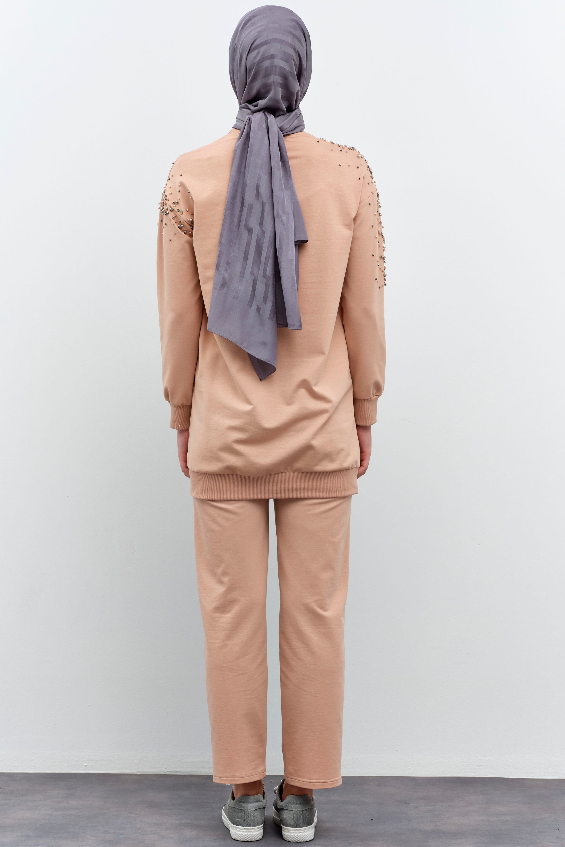 Kollar Taş Detaylı Tunik Pantolon Takım - Taş TUGBA