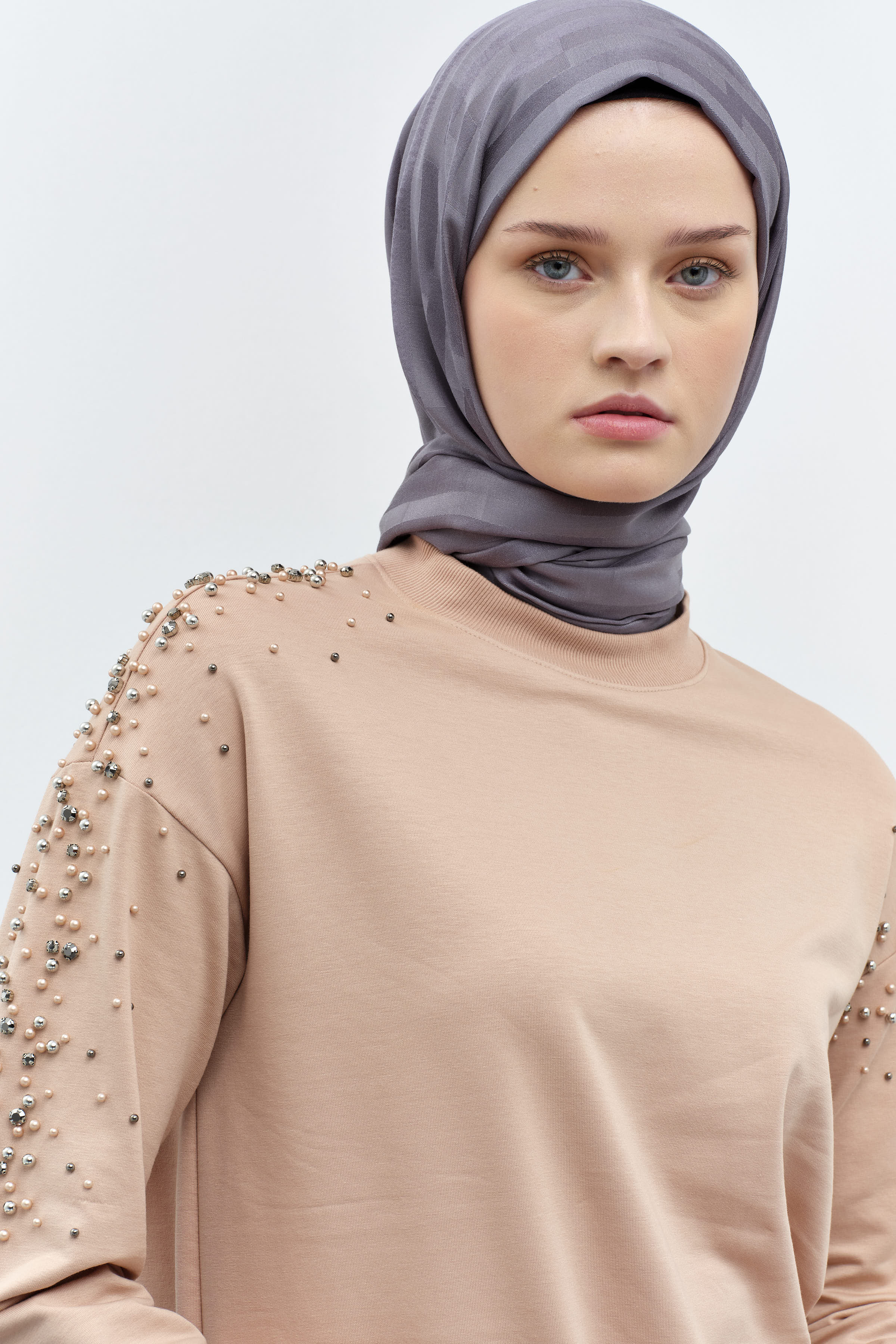 Kollar Taş Detaylı Tunik Pantolon Takım - Taş TUGBA