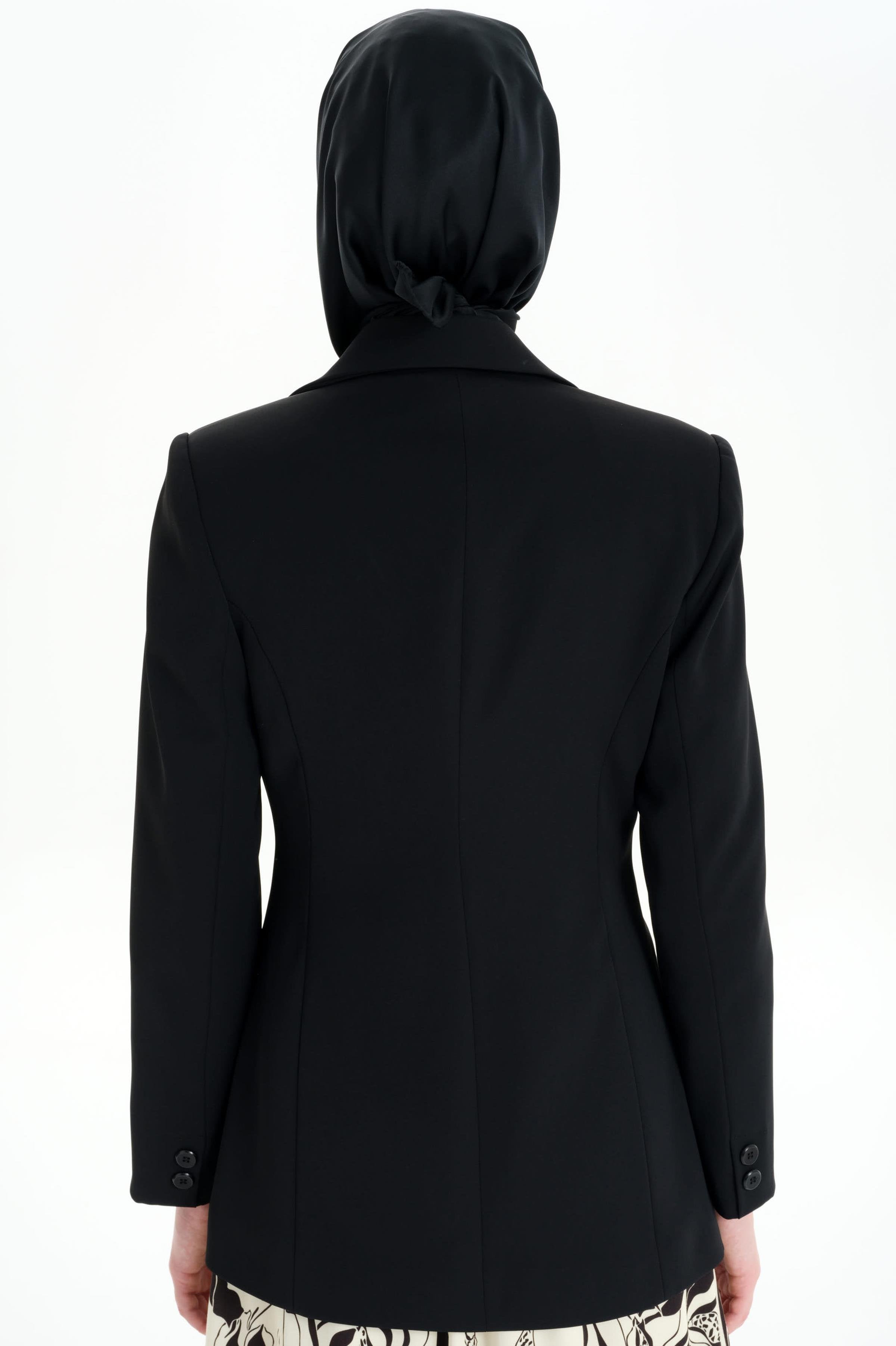 Kolları Düğmeli Blazer Ceket - Siyah TUGBA