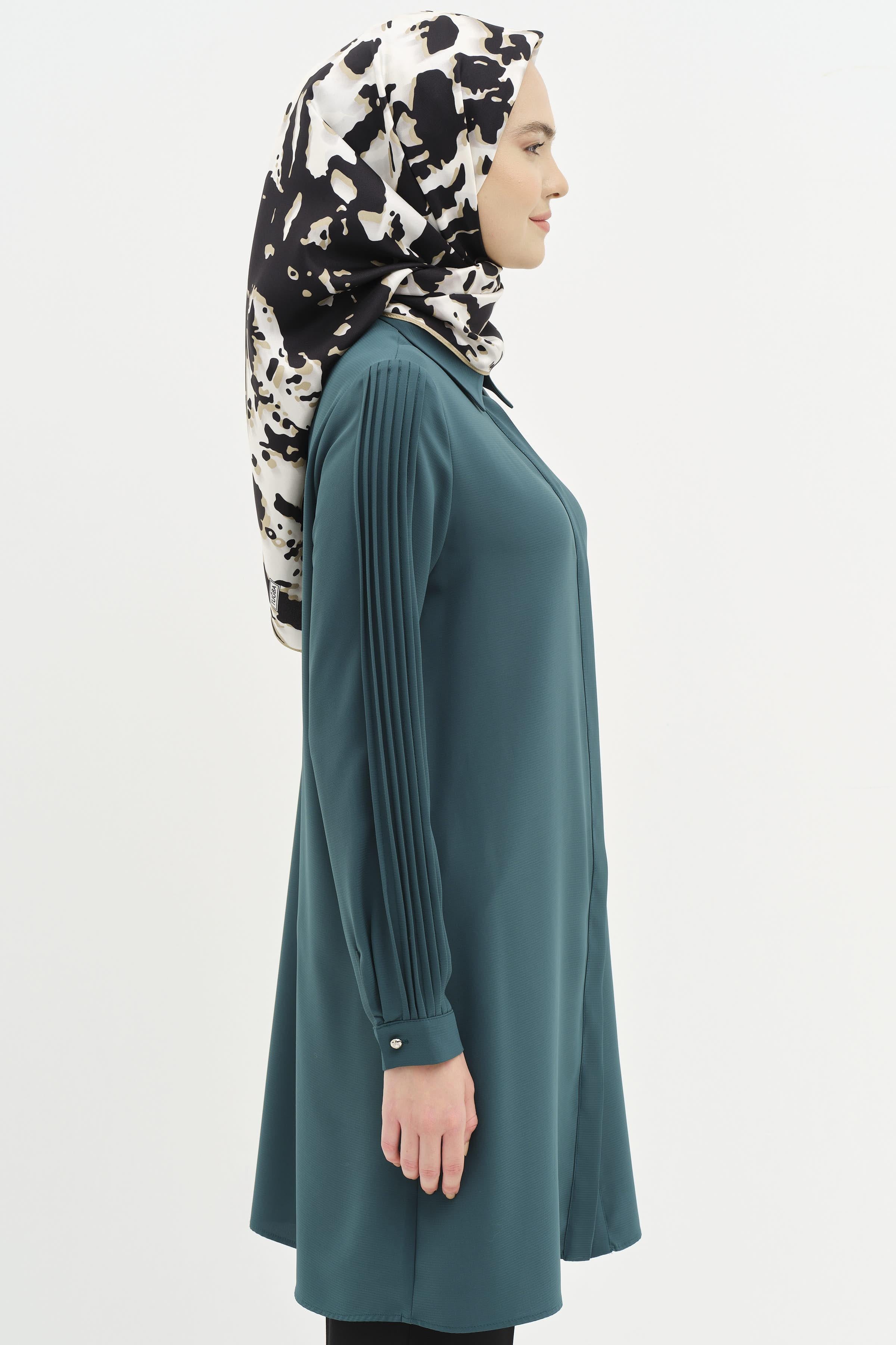 Kolları Nervür Detaylı Tunik - Benetton Yeşili TUGBA