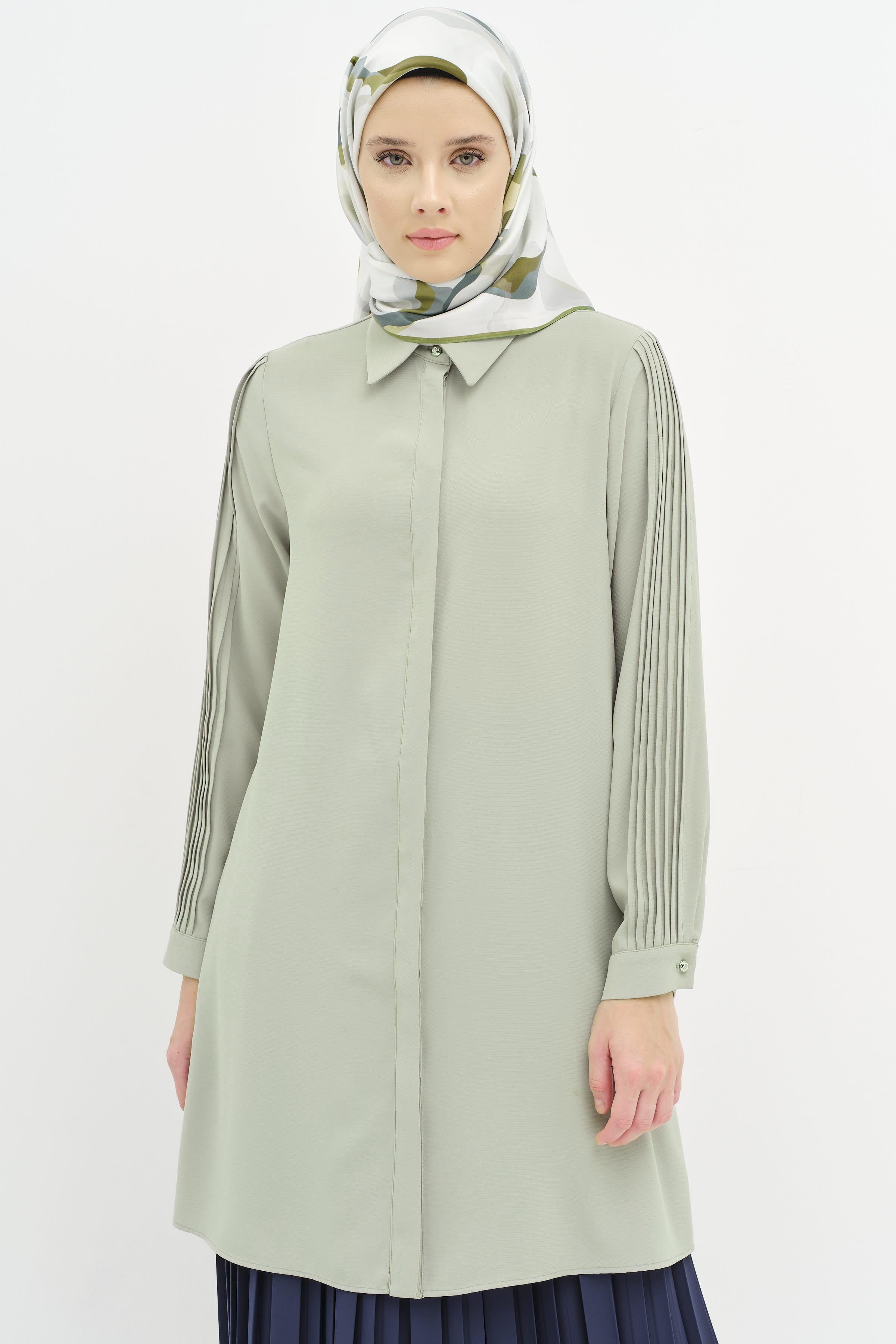 Kolları Nervür Detaylı Tunik - Olive TUGBA