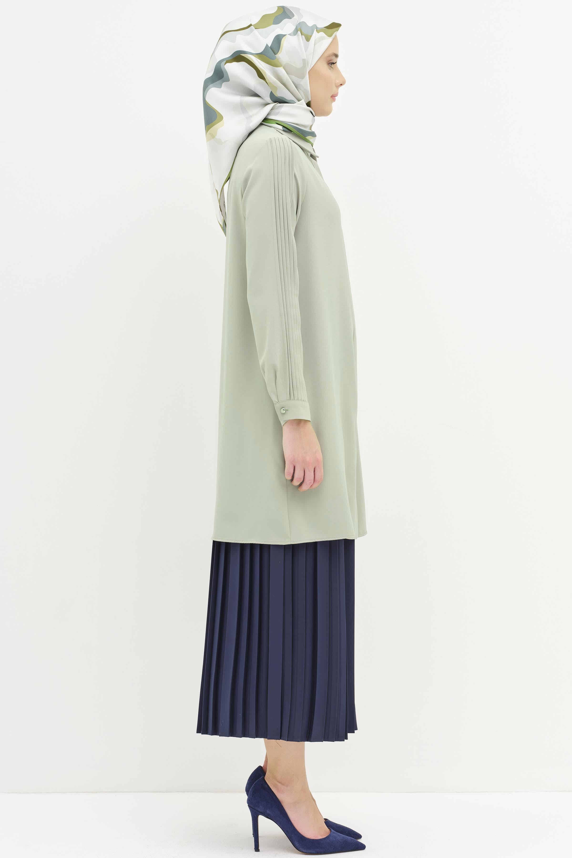 Kolları Nervür Detaylı Tunik - Olive TUGBA