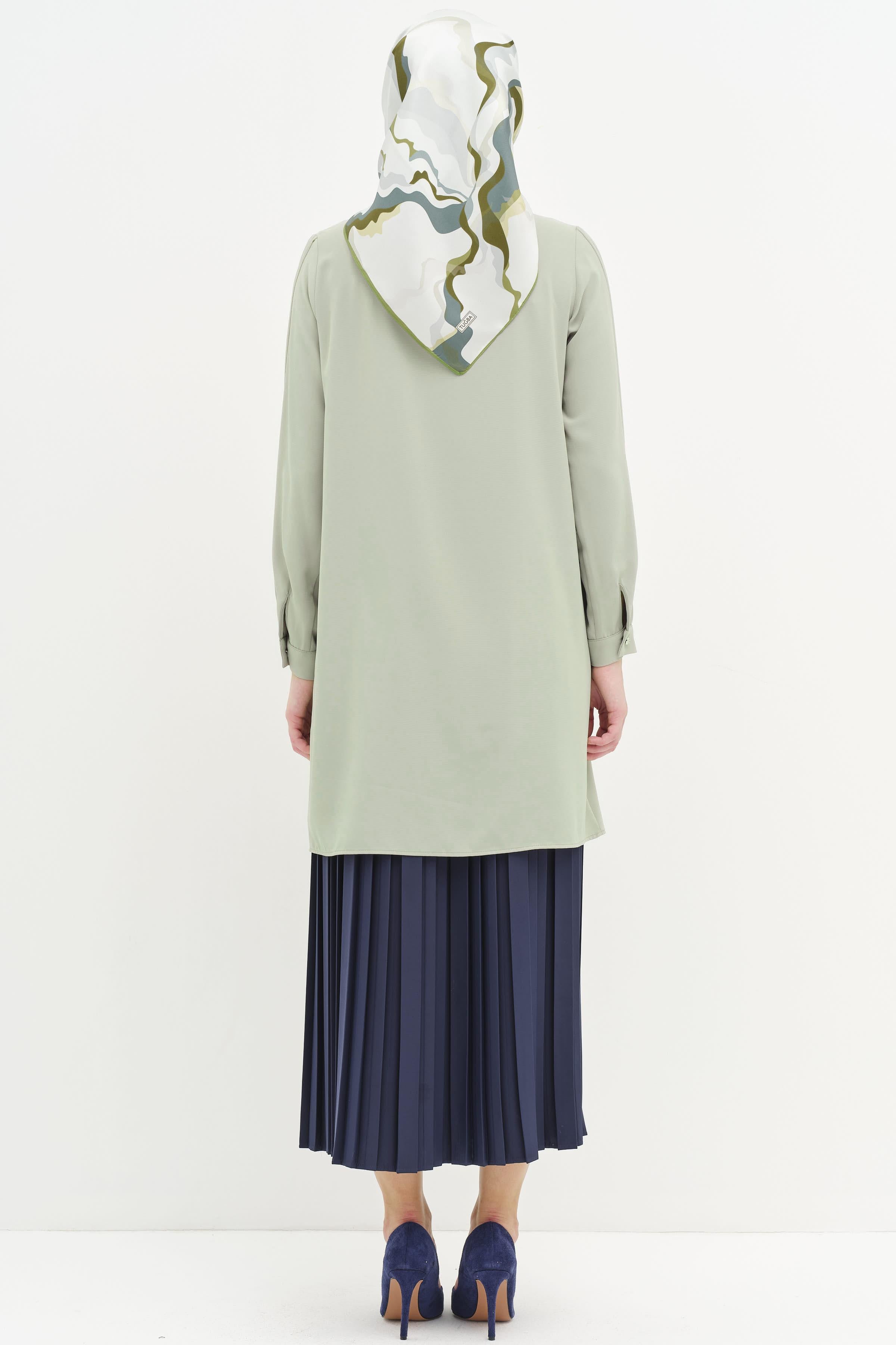 Kolları Nervür Detaylı Tunik - Olive TUGBA