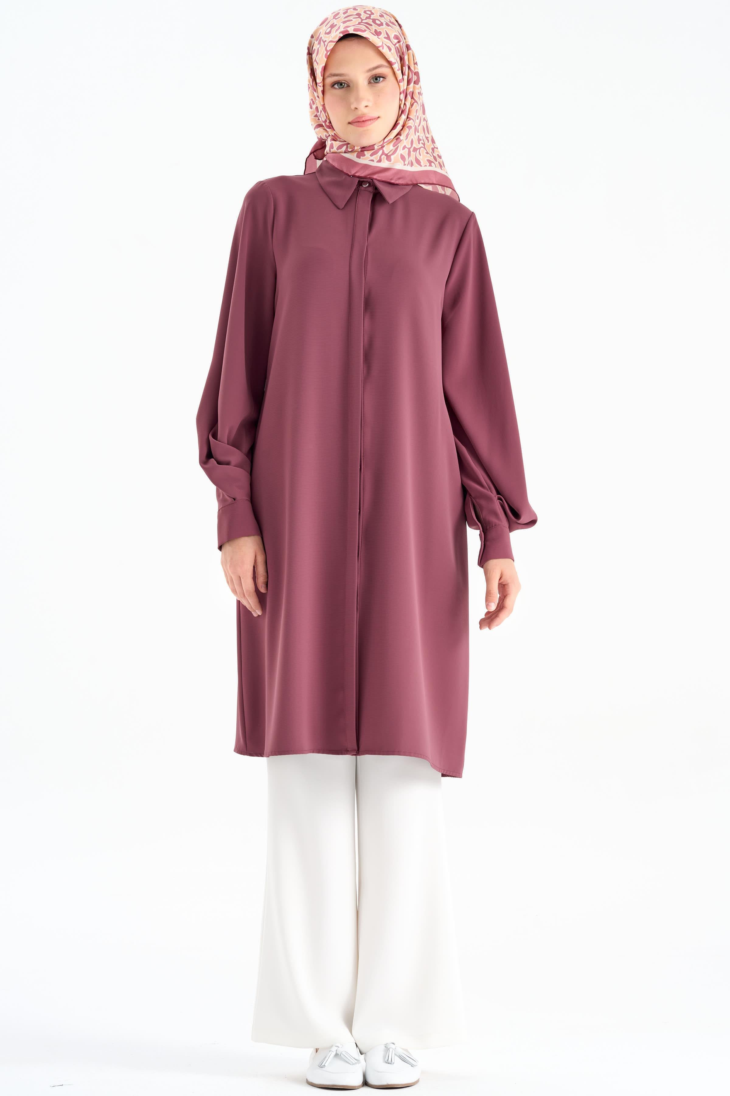 Kolları Pile Detaylı Tunik - Gül Kurusu TUGBA