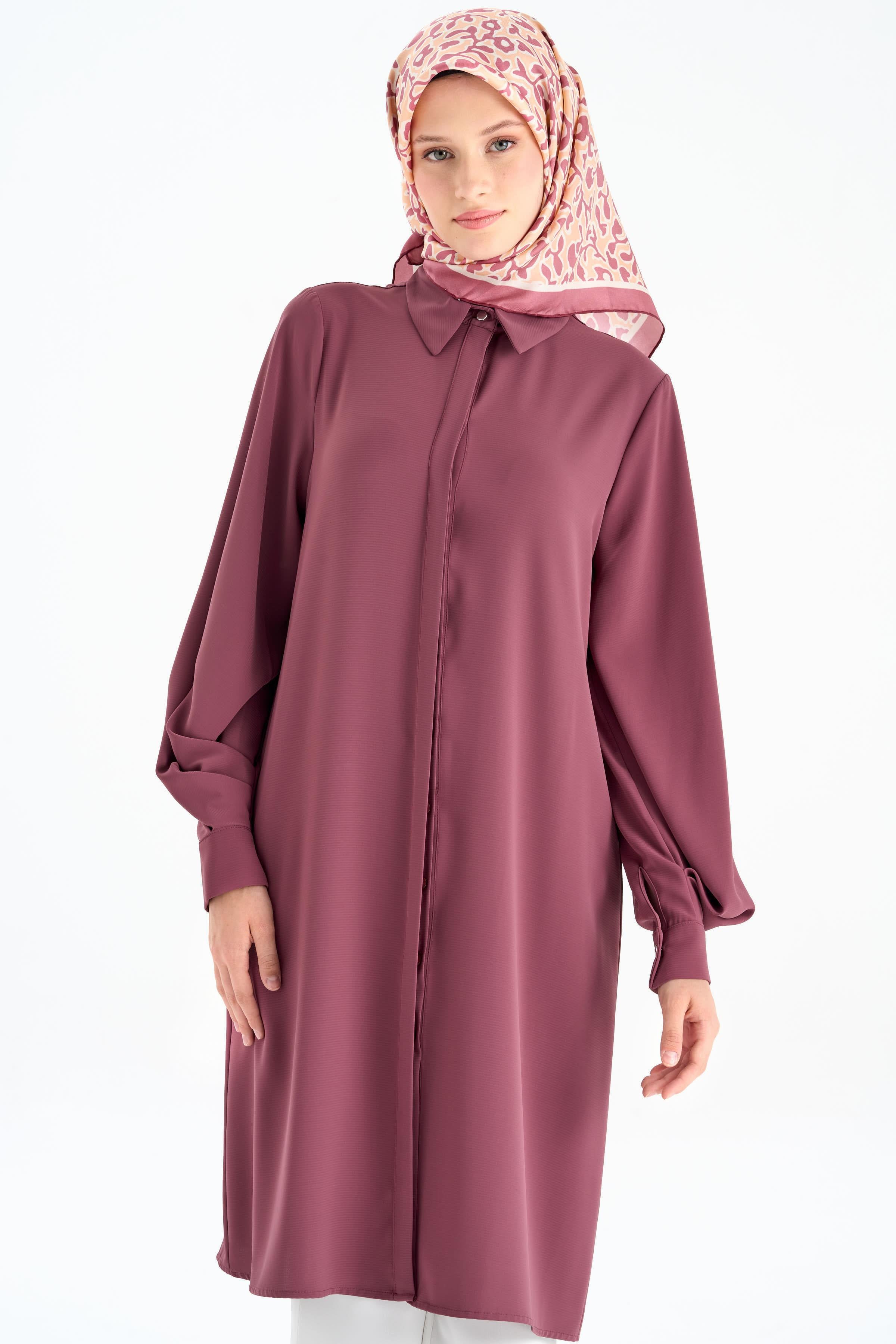 Kolları Pile Detaylı Tunik - Gül Kurusu TUGBA