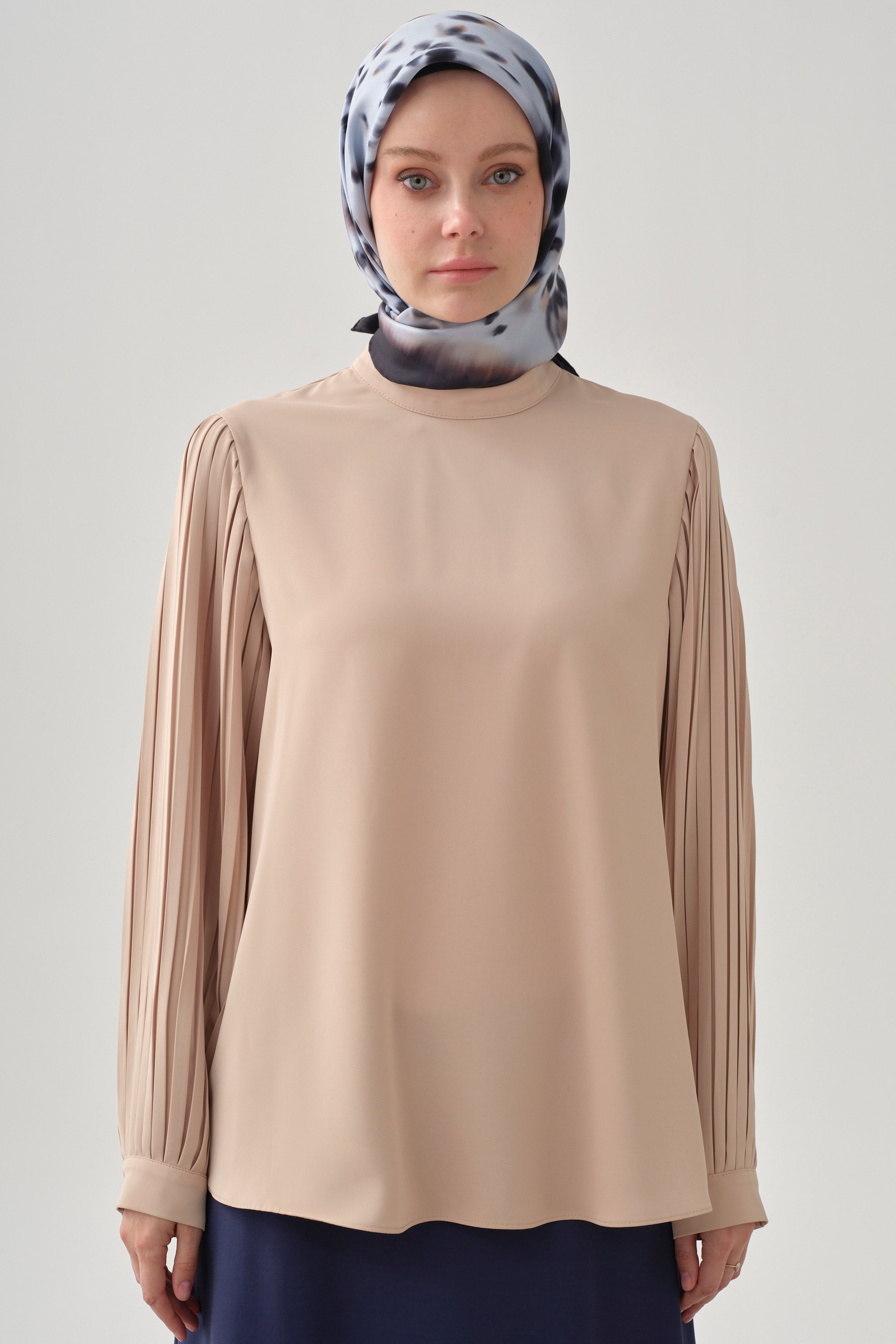 Kolları Pliseli Bluz - Ten TUGBA