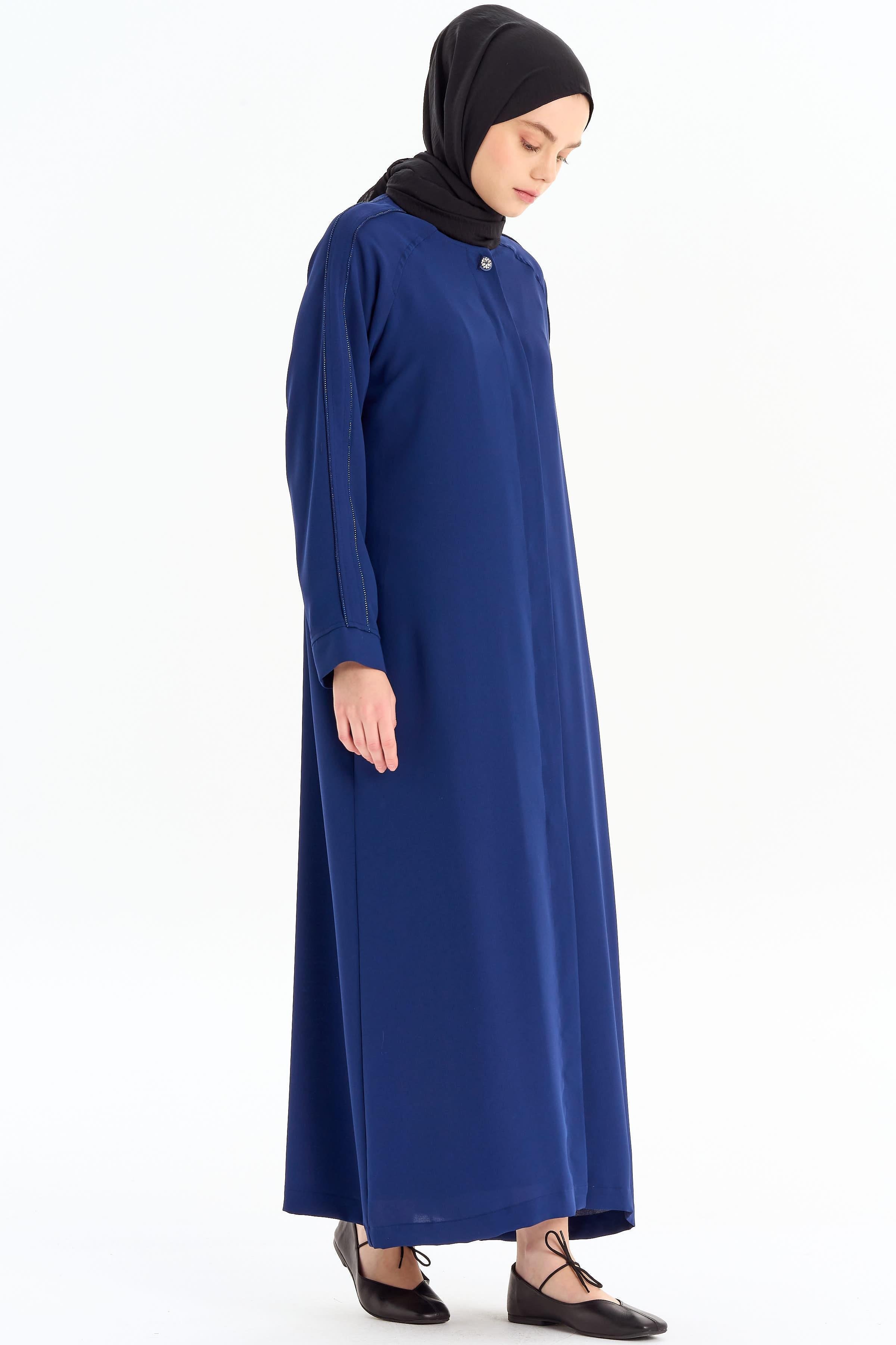 Kolları Taş Biyeli Ferace - İndigo TUGBA