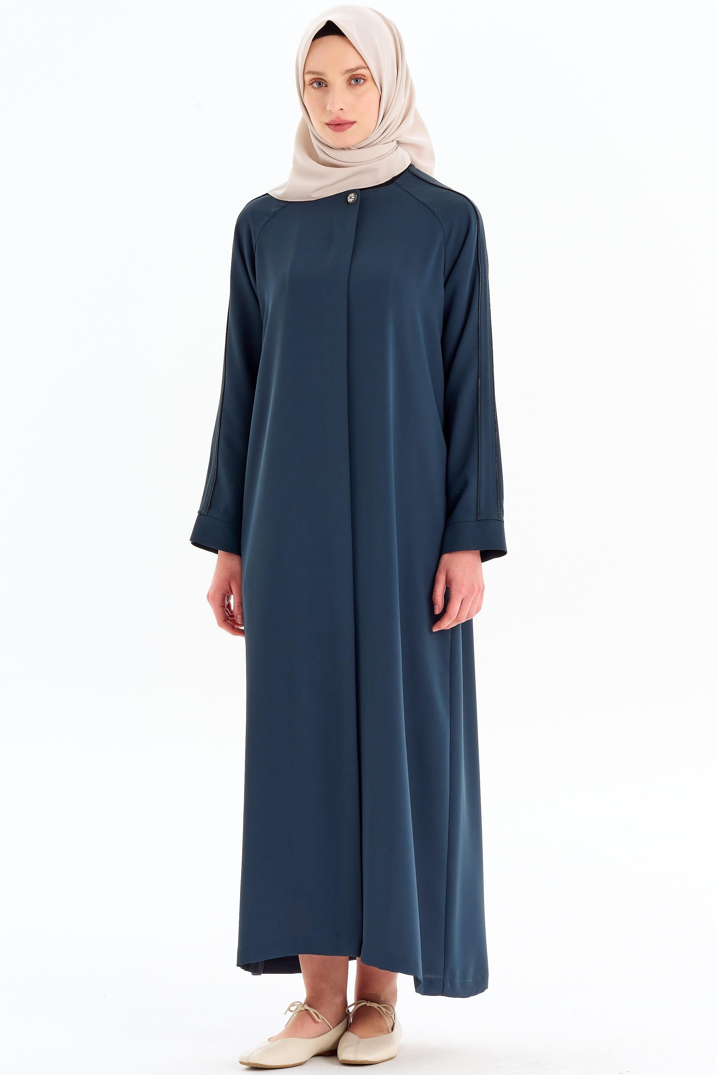 Kolları Taş Biyeli Ferace - Zümrüt TUGBA