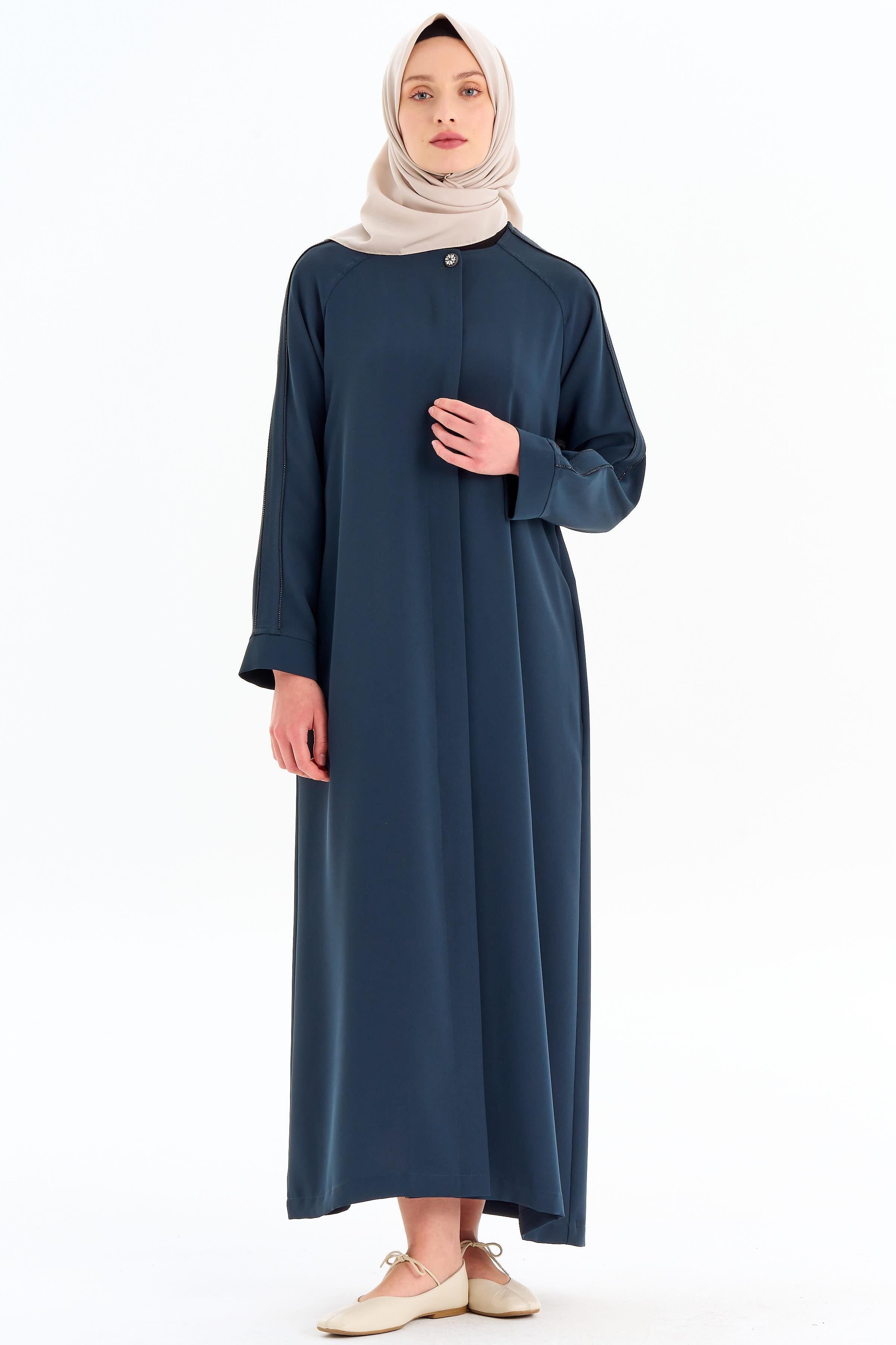 Kolları Taş Biyeli Ferace - Zümrüt TUGBA