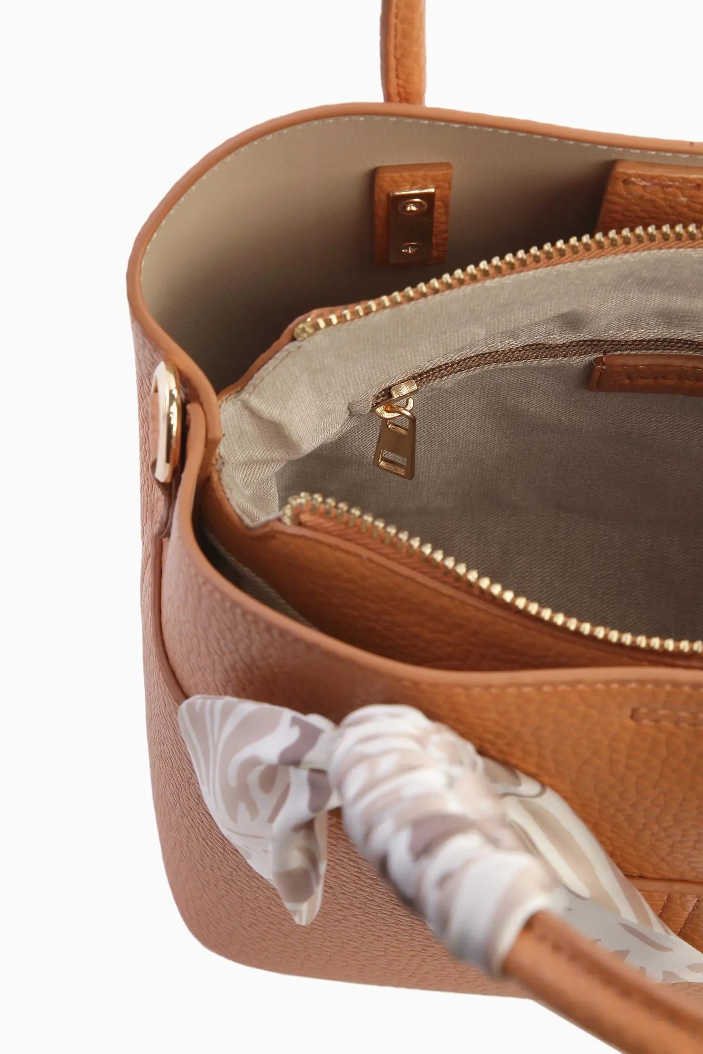 Kolon Askılı Fularlı Çanta - Açık Kahve TUGBA