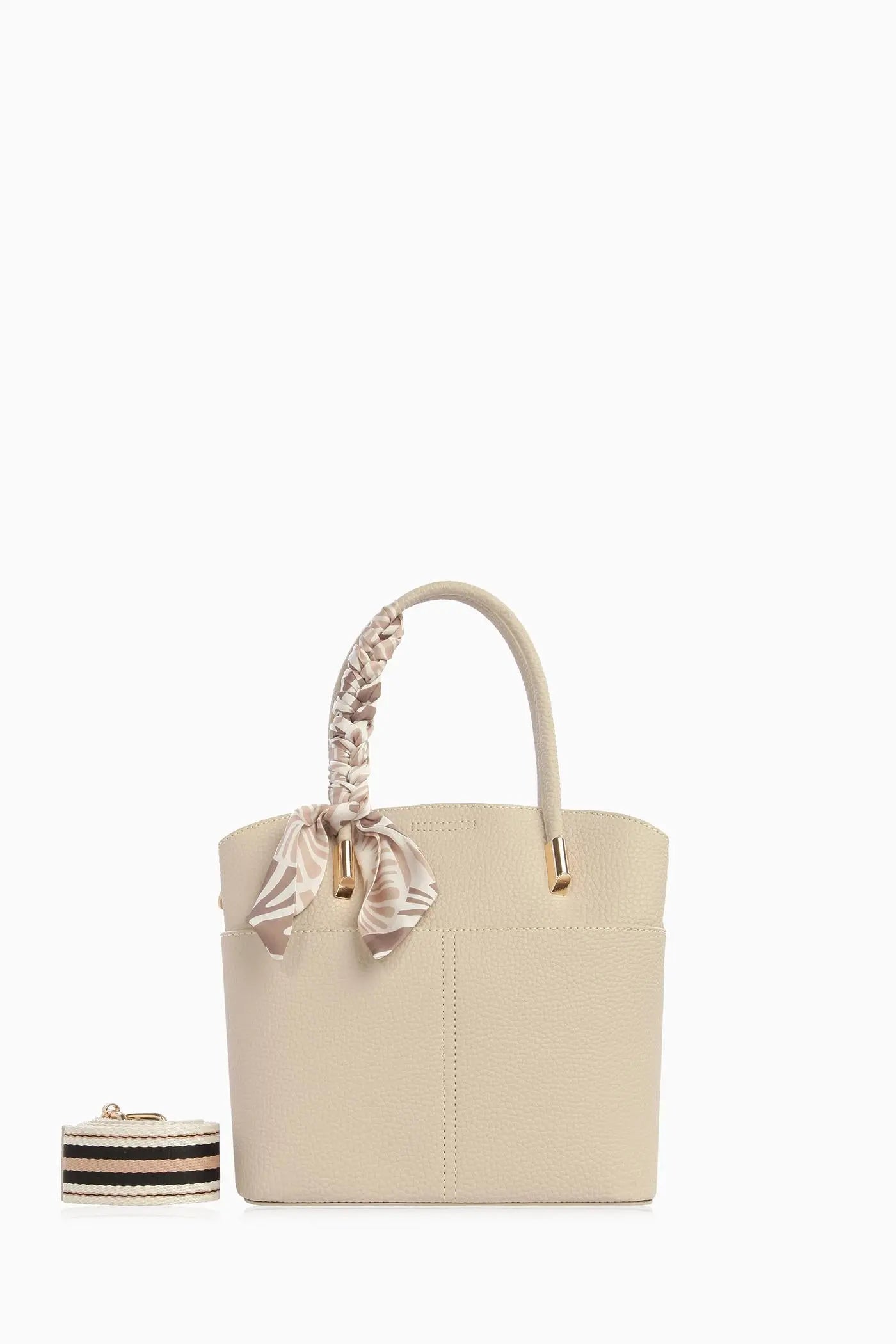 Kolon Askılı Fularlı Çanta - Bej TUGBA