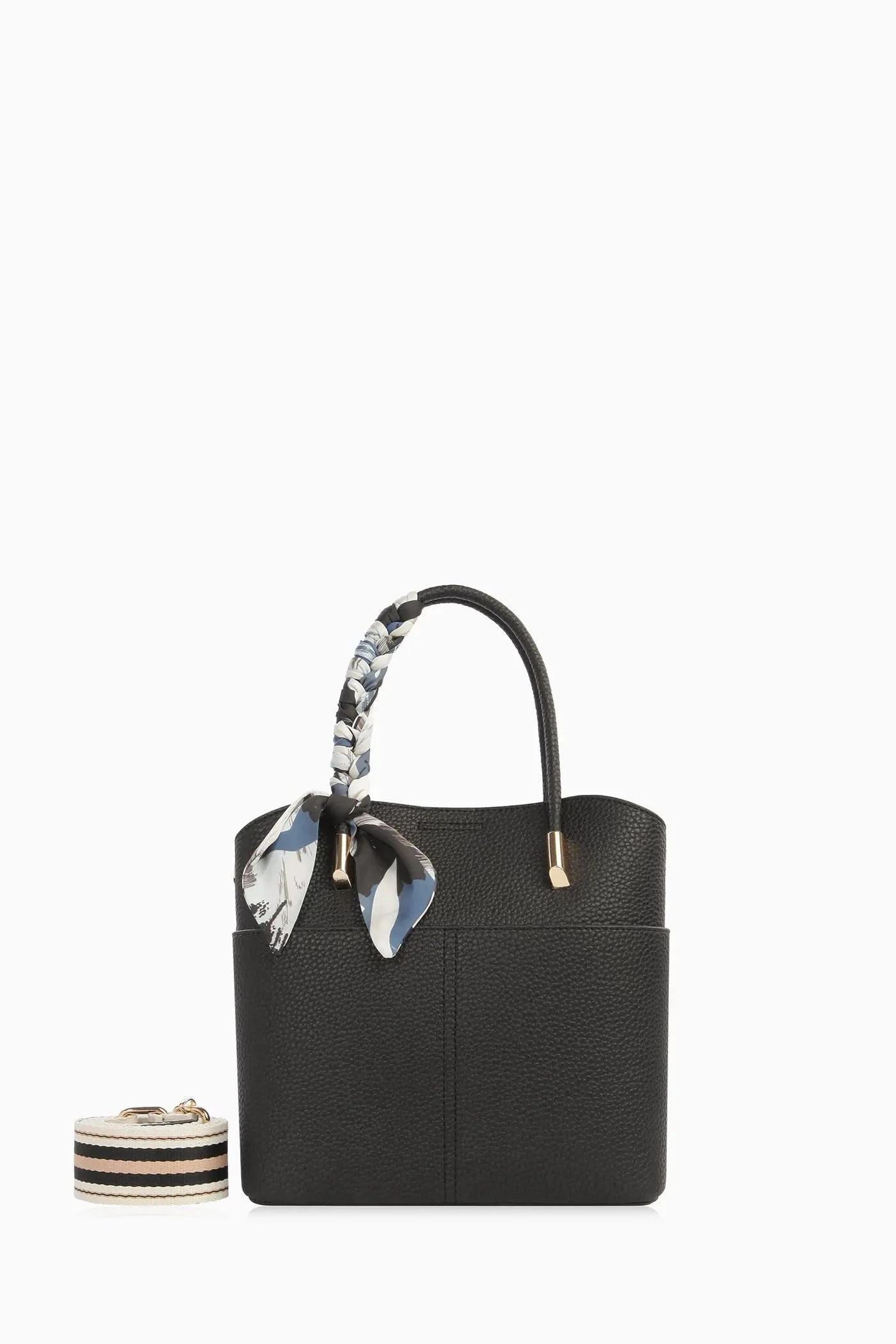 Kolon Askılı Fularlı Çanta - Siyah TUGBA