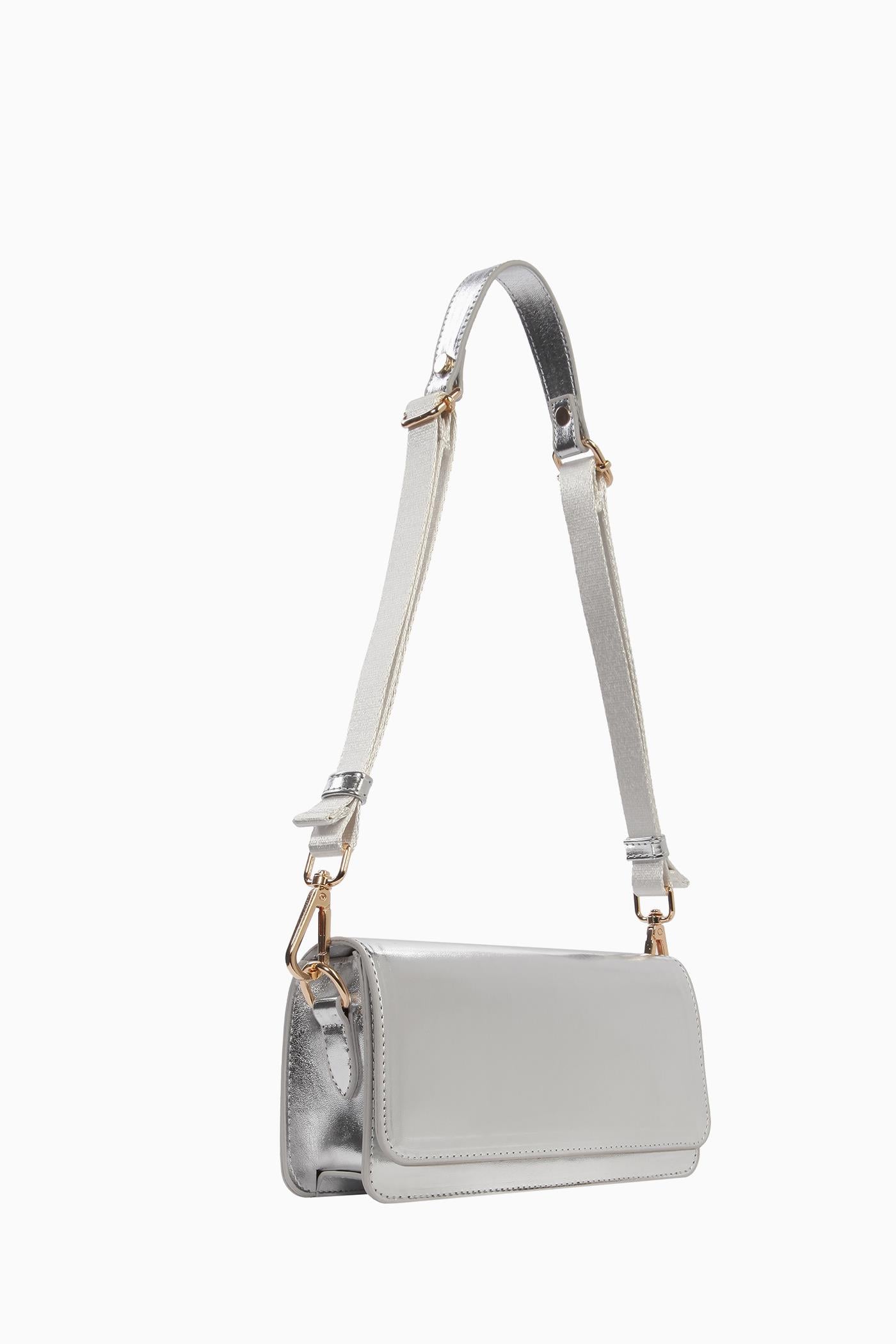 Kolon Kulplu Mini Flap Çanta - Gümüş TUGBA